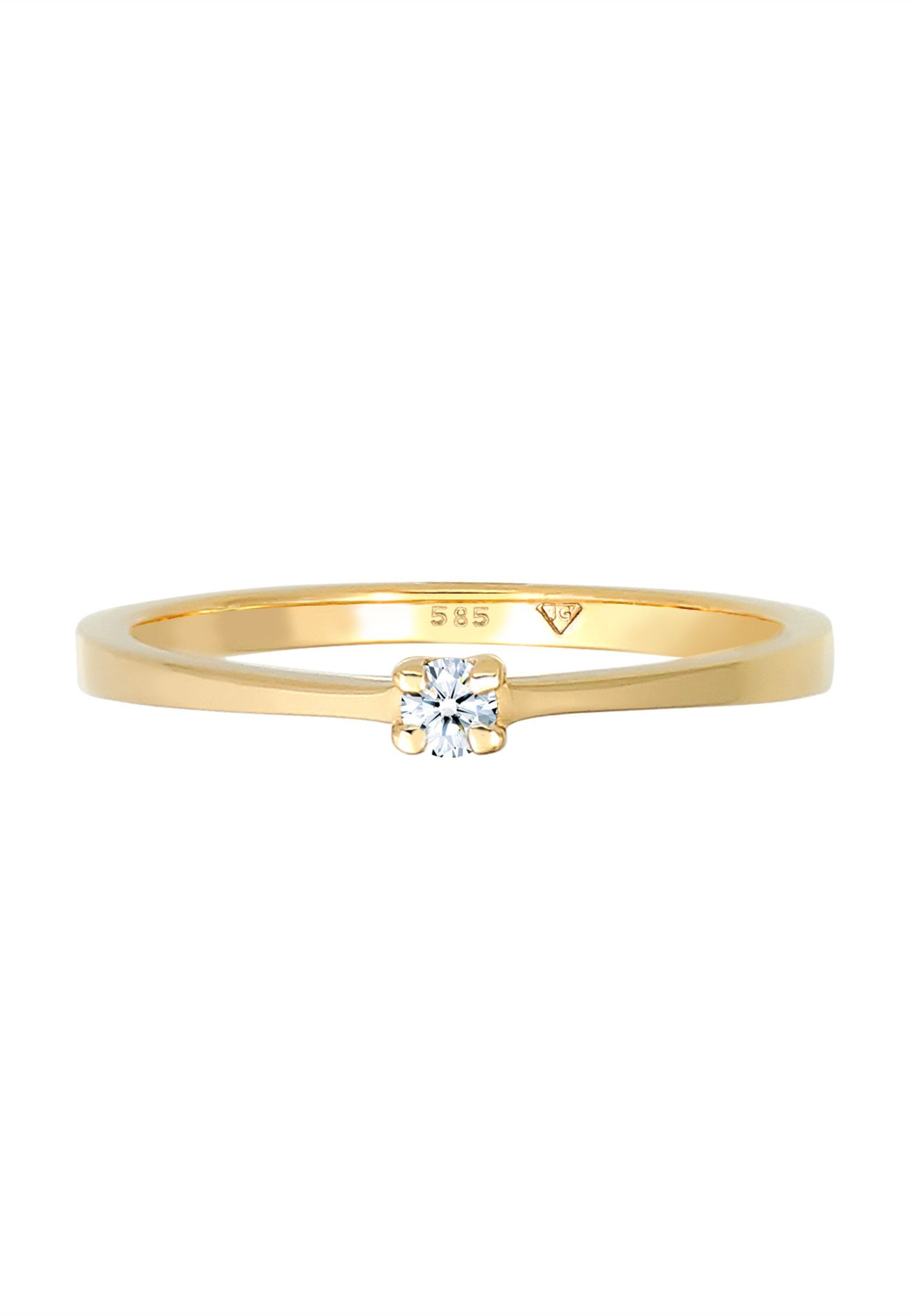 585 DIAMONDS Verlobung Solitär Gelbgold ct. 0.11 Diamant Verlobungsring Elli