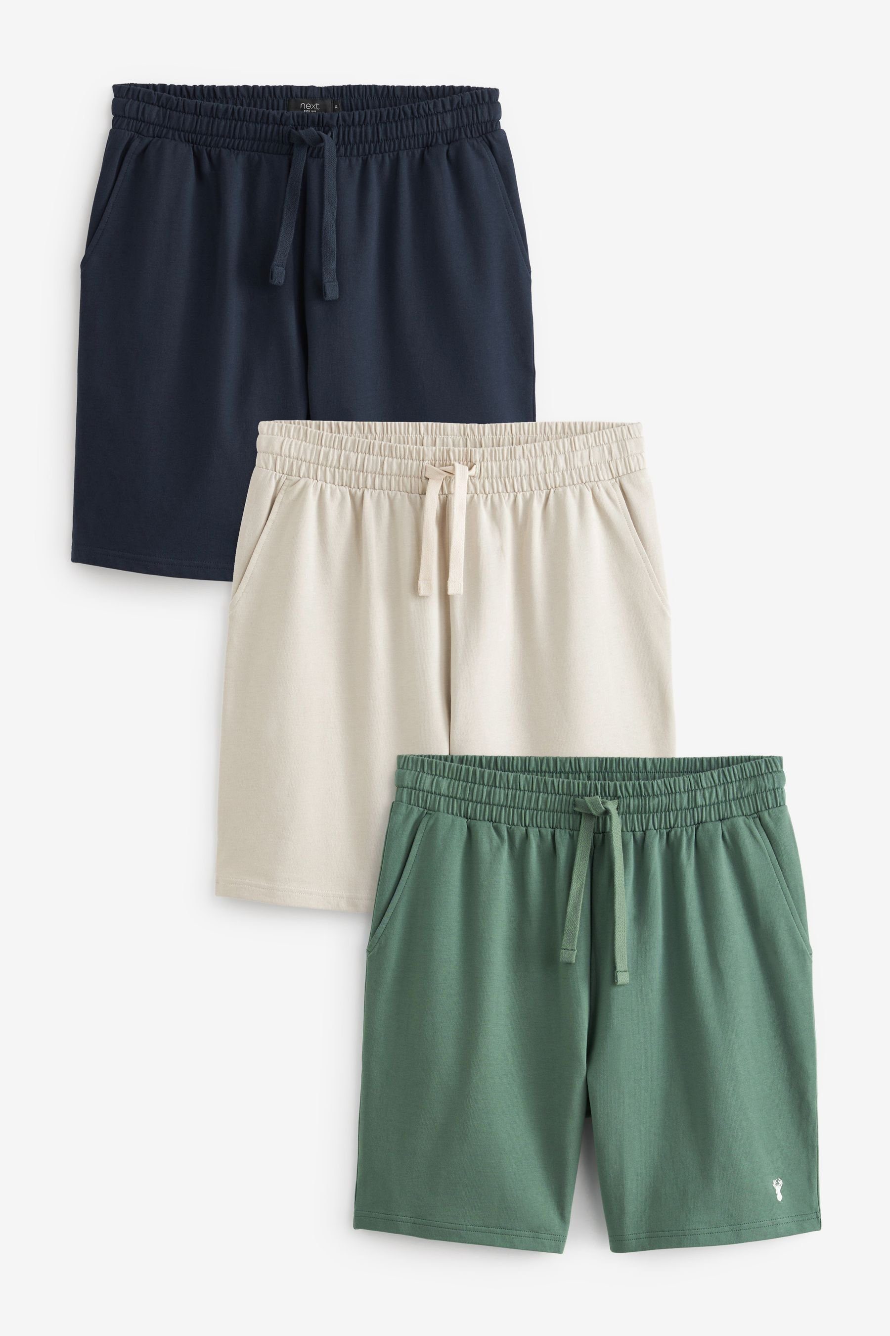 Next Schlafshorts Leichte Shorts, 3er-Pack (3-tlg) Blue/Stone/Green