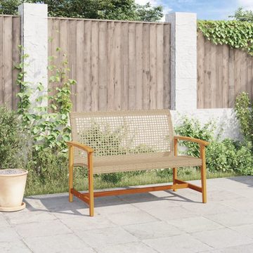 vidaXL Loungesofa Gartenbank Beige 112 cm Poly Rattan und Akazienholz, 1 Teile