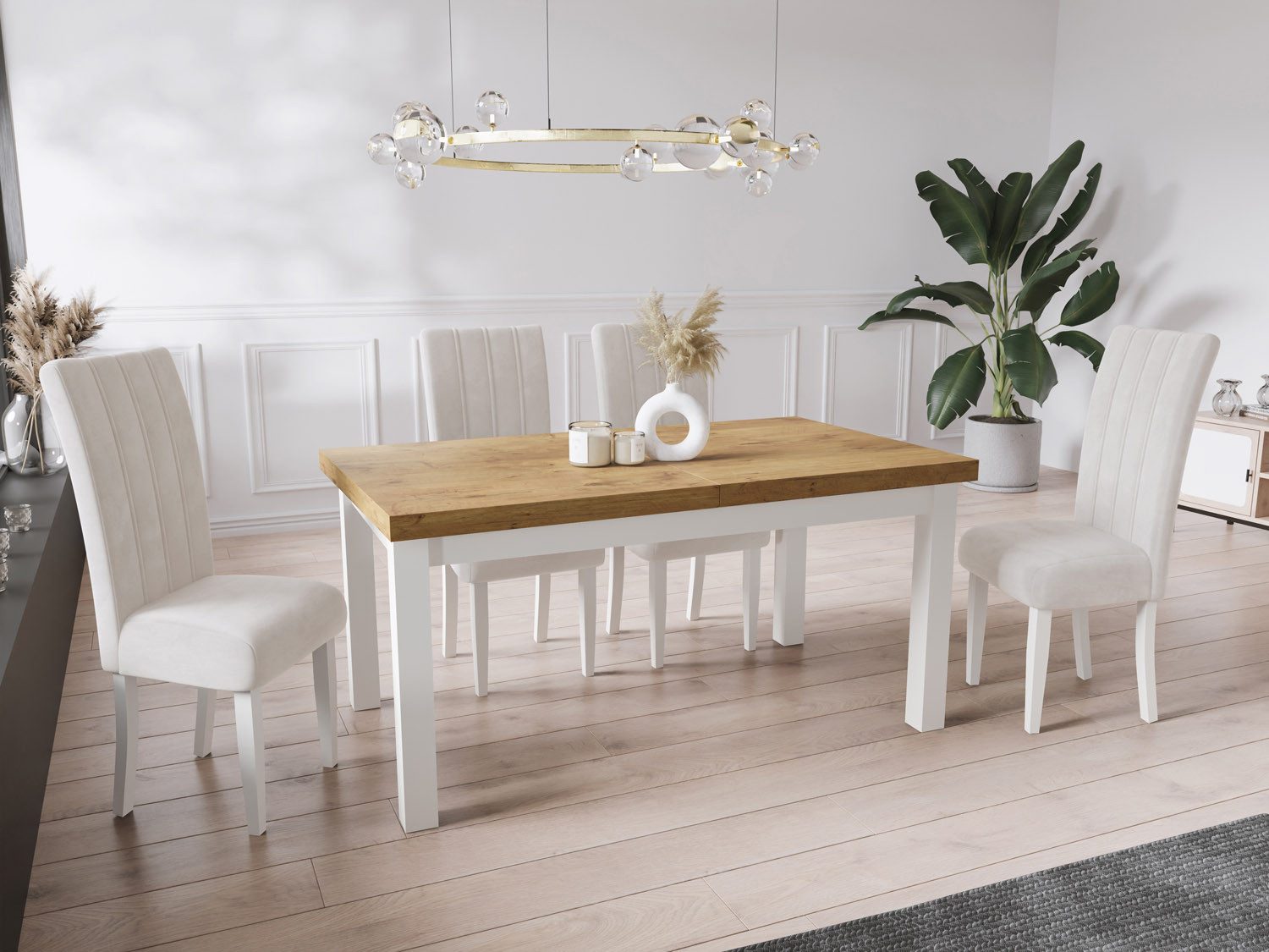 WFL GROUP Esstisch Avena ausziehbar rechteckig modern mit weißen Holzbeinen günstig online kaufen