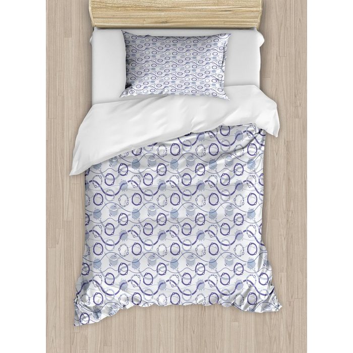 Bettwäsche Top Qualität Weich und Warm 3 Teiligen Bettbezug mit 1 Kissenbezüge Abakuhaus Microfaser blau Wasser Tupfen Buckle