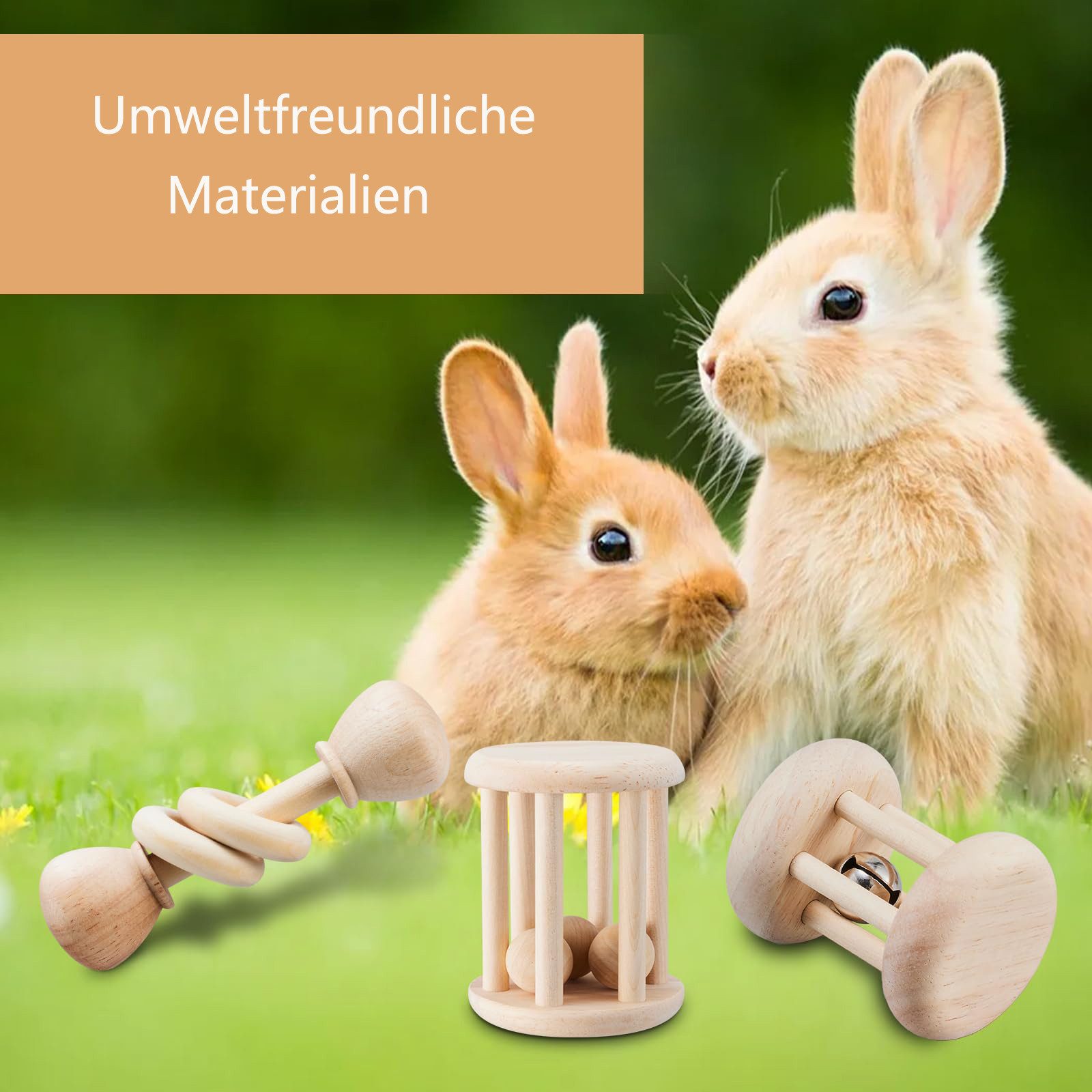 CLTYQ Spielzeug-Musikinstrument 3er Set Holzkaninchen-Spielzeug, Sicheres Z günstig online kaufen