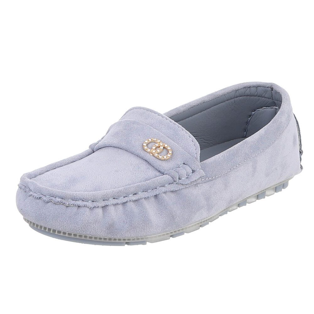 Ital-Design Modischer Mokassin für Damen mit eleganten Details Slipper (91554423) Flach Mokassins in Hellblau