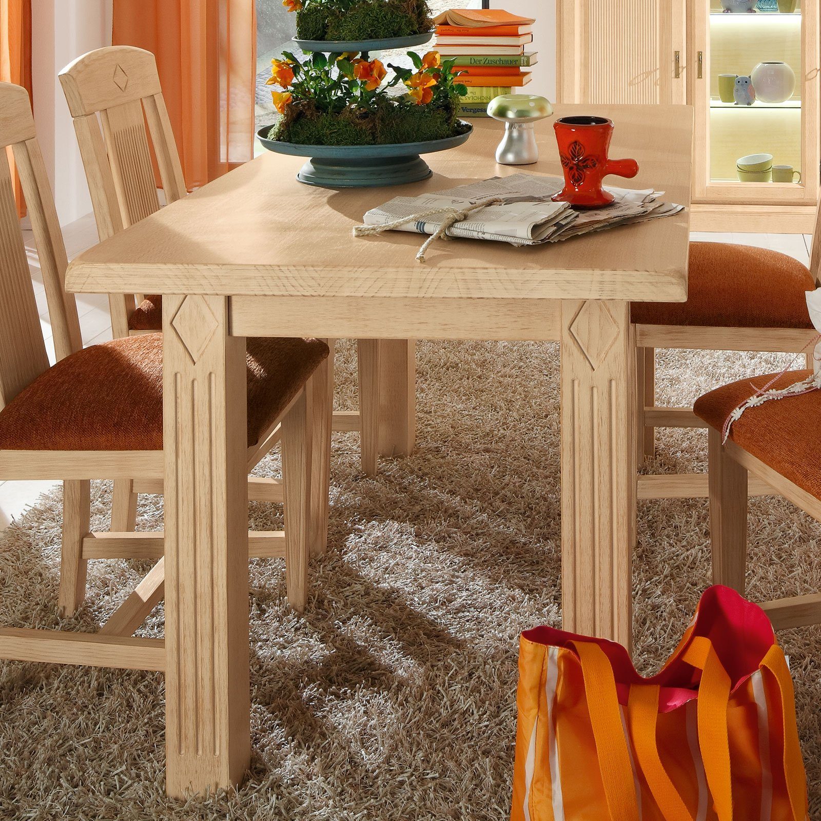 Casamia Esstisch Esszimmer-Tisch Esstisch Massivholz-Tisch 160/180 x 90/95 cm Casapino