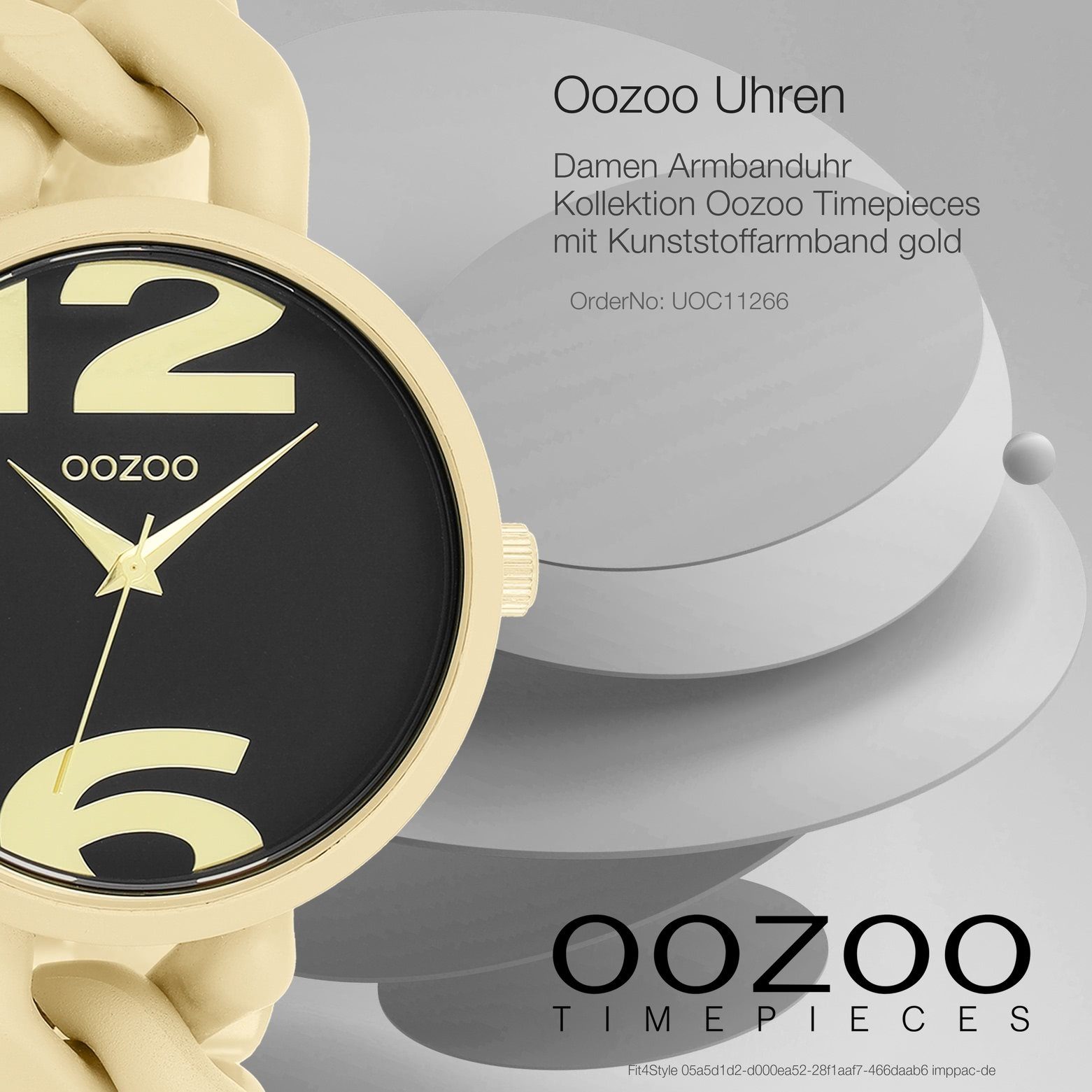 (ca. Fashion-Style Damenuhr Oozoo Timepieces Quarzuhr groß rund, 40mm) OOZOO Damen Analog, Kunststoffarmband, Armbanduhr