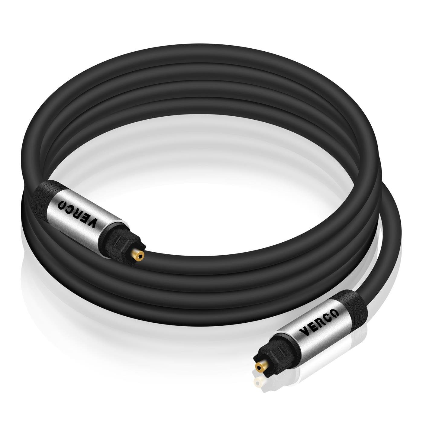 VERCO Digital Audio HiFi Kabel SPDIF LWL Optisches-Kabel, Toslink, (200 cm), F05 Standard Stecker Dolby TrueHD Dolby Digital 7.1 DTS kompatibel