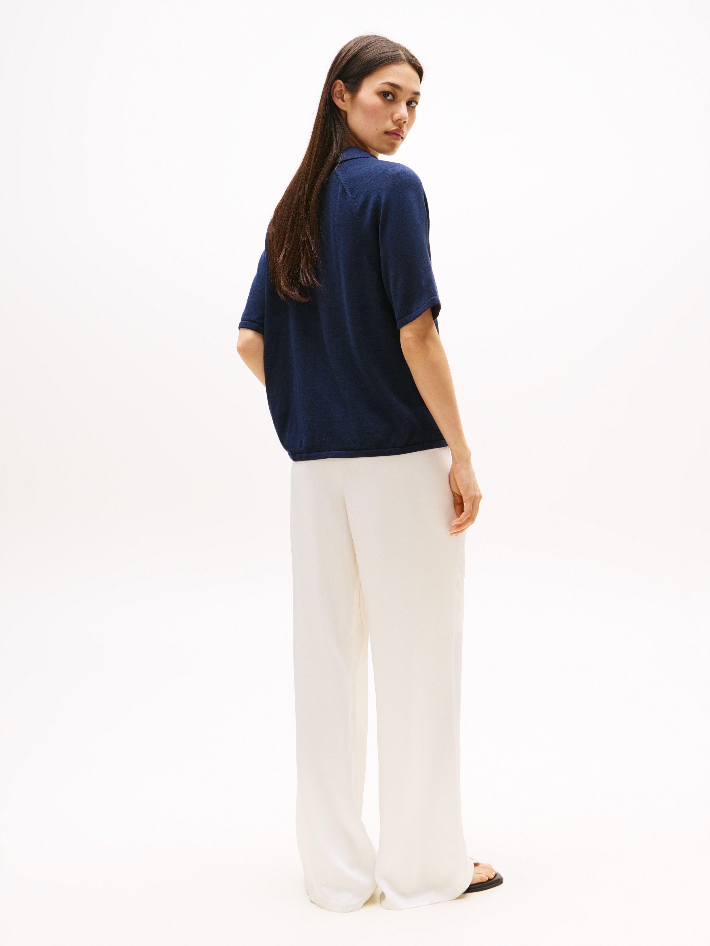 Tommy Hilfiger Strickpullover CO JERSEY STCH POLO V-NK S/S SWT