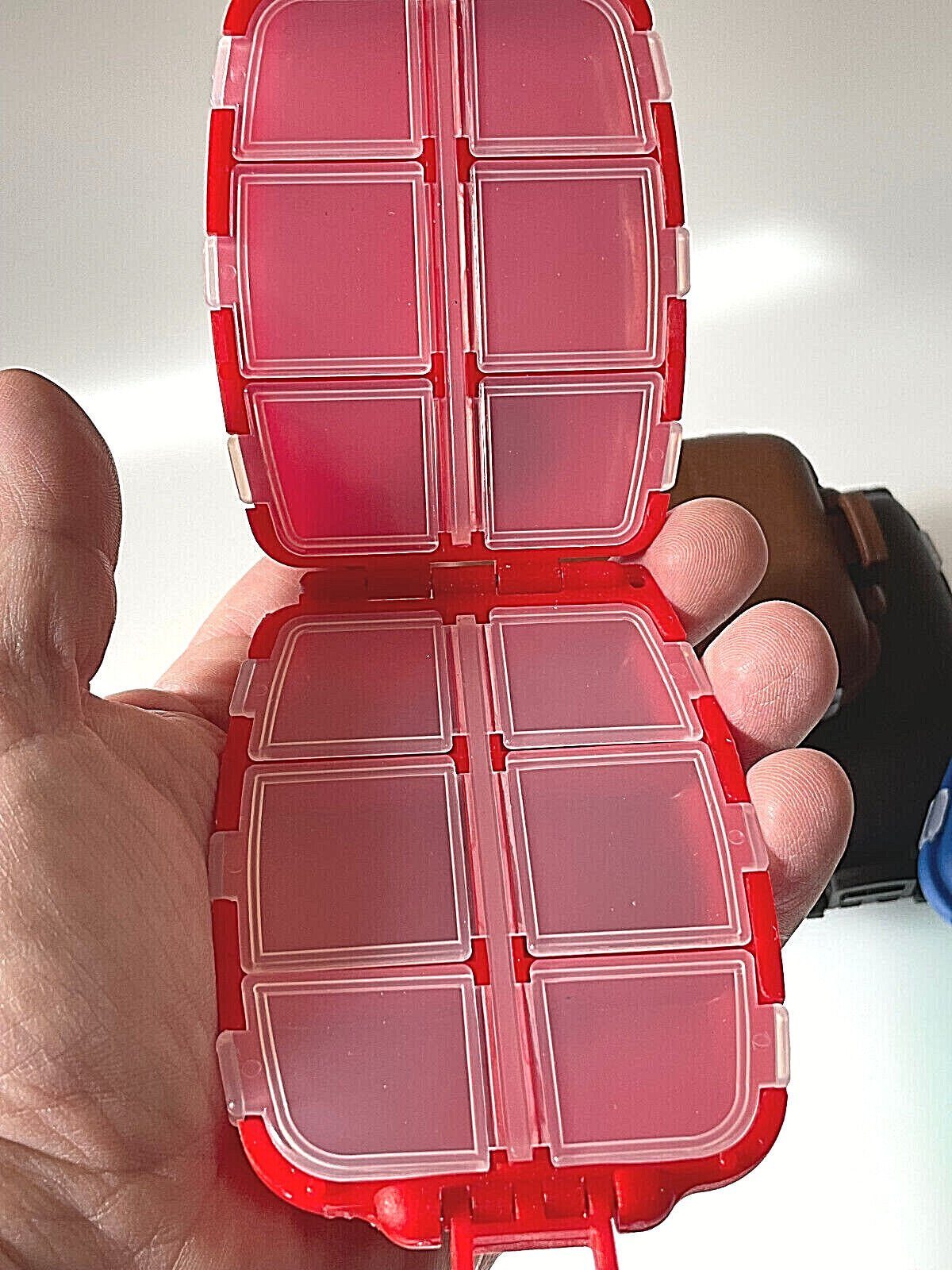 12 - Kammerbehälter - Box Tackle Anplast lose Angelkoffer Wirbel S Zubehörbox Haken - Rot