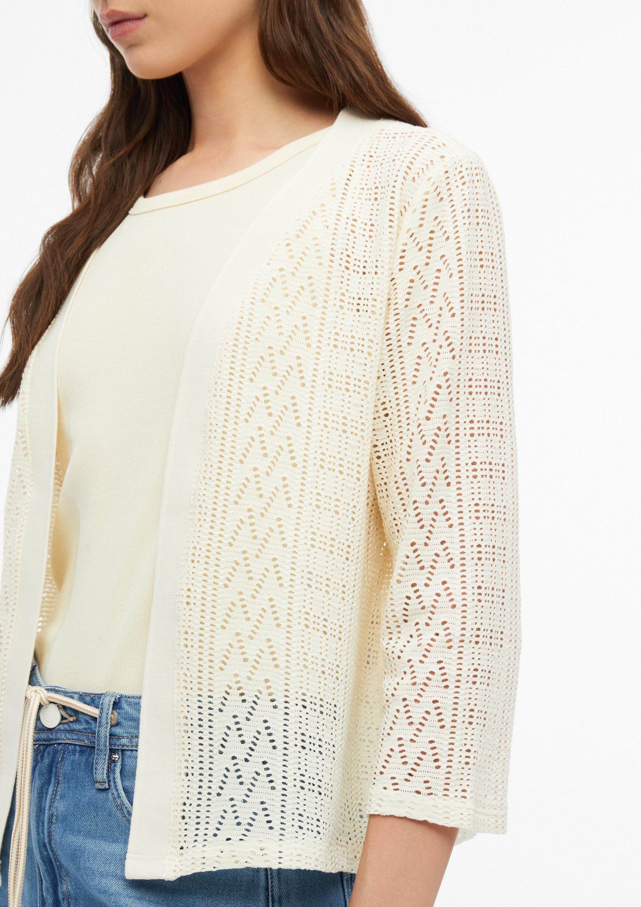 s.Oliver Cardigan Indoor-Jacke Offene Strickjacke aus Ajourjersey – Bild 4 von 5