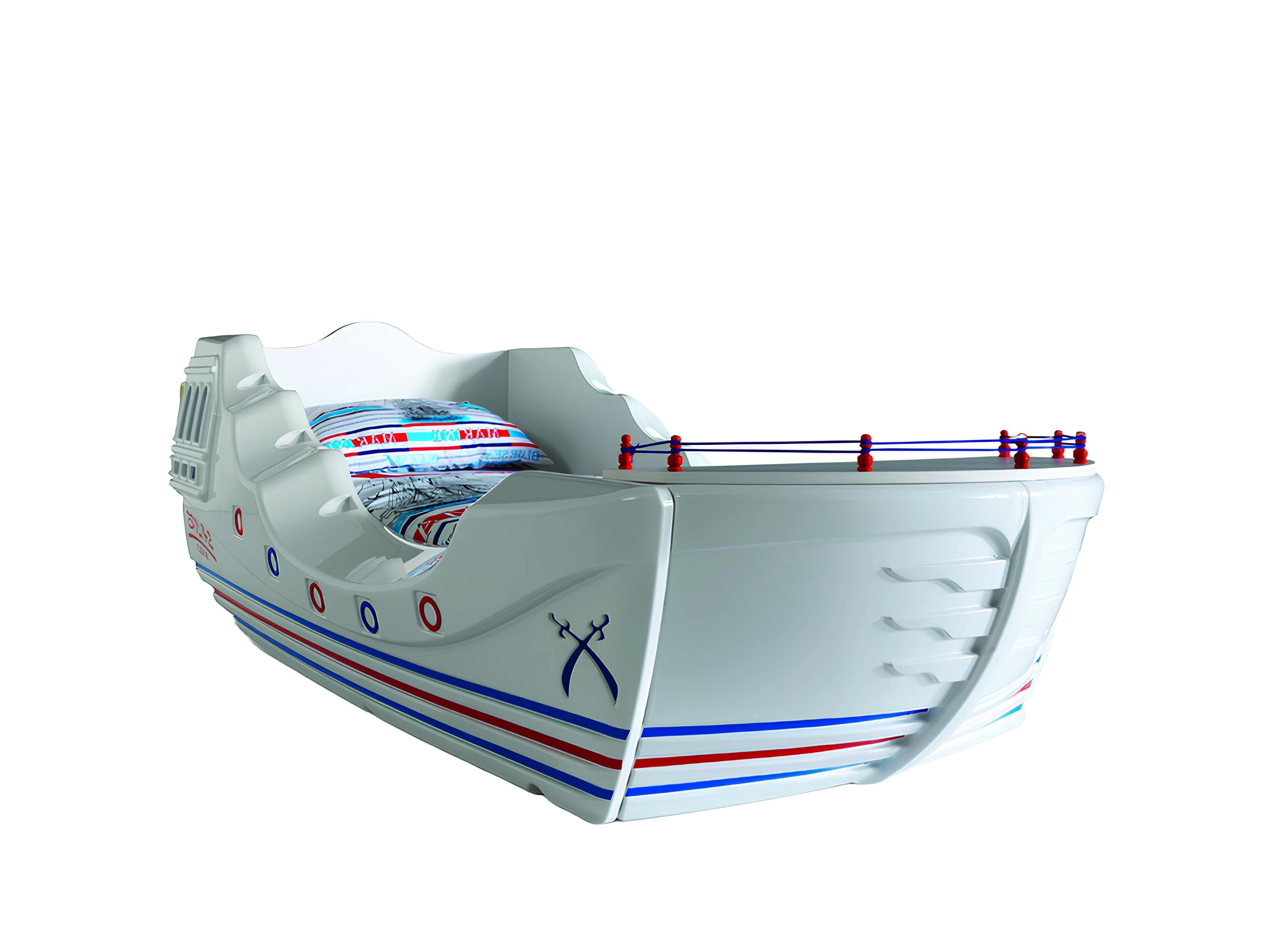 Xlmoebel Bett Kinderbett Schiff mit maritimem Design und liebevollen Details (Kinderbett), Hergestellt in Europa