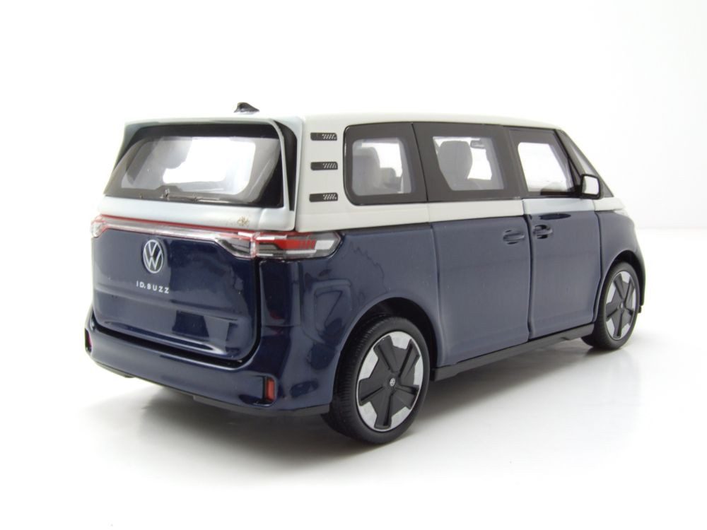 Welly Modellauto VW ID.BUZZ Bus dunkelblau metallic weiß, Maßstab 1:24