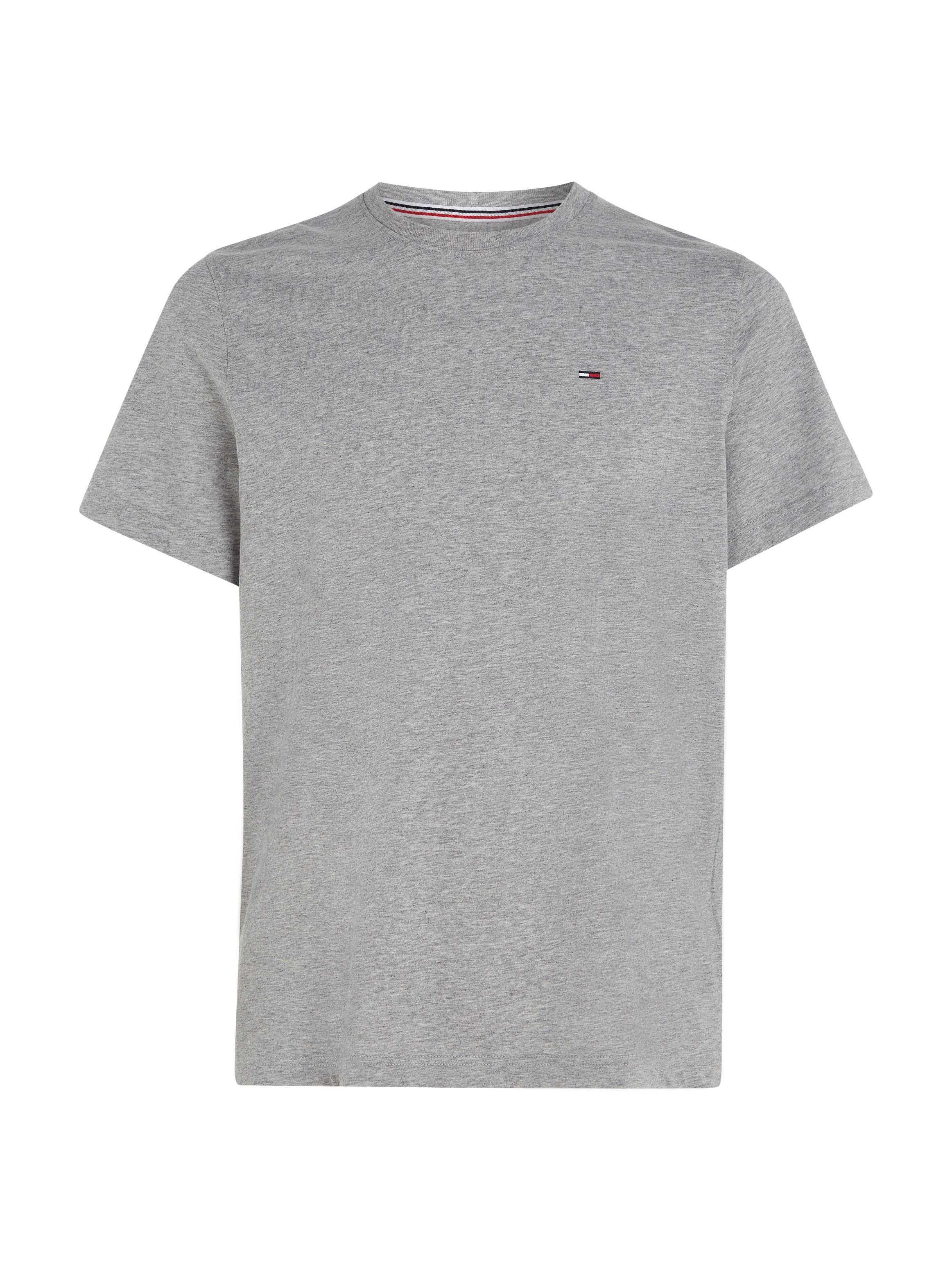 TEE mit grey Rundhalsausschnitt T-Shirt TJM SOLID lt. ESSENTIAL Jeans Tommy Fit Regular Logo-Flag und htr dezenter