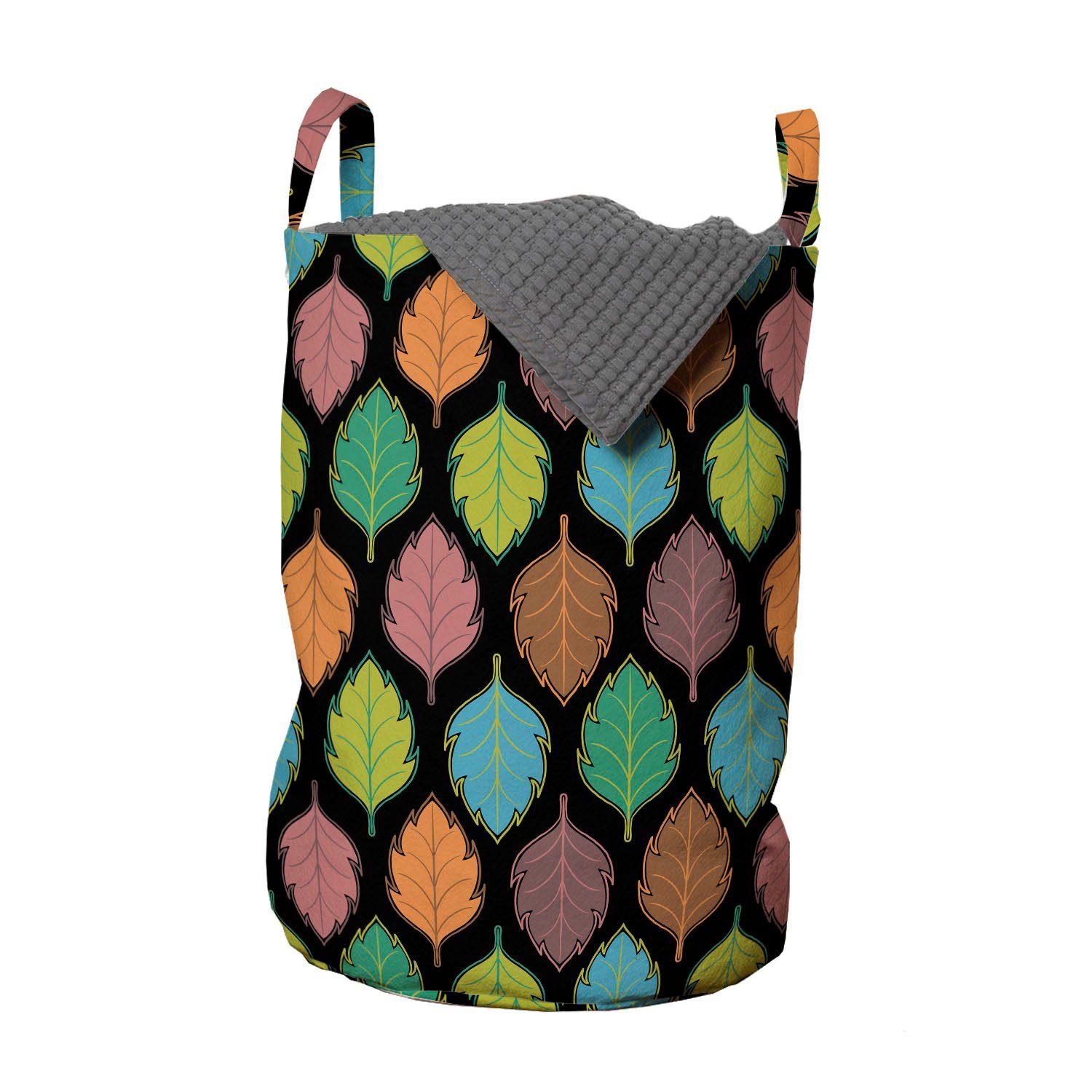Abakuhaus Wäschesäckchen Wäschekorb mit Griffen Kordelzugverschluss für Waschsalons, Blätter Buntes Blatt Design
