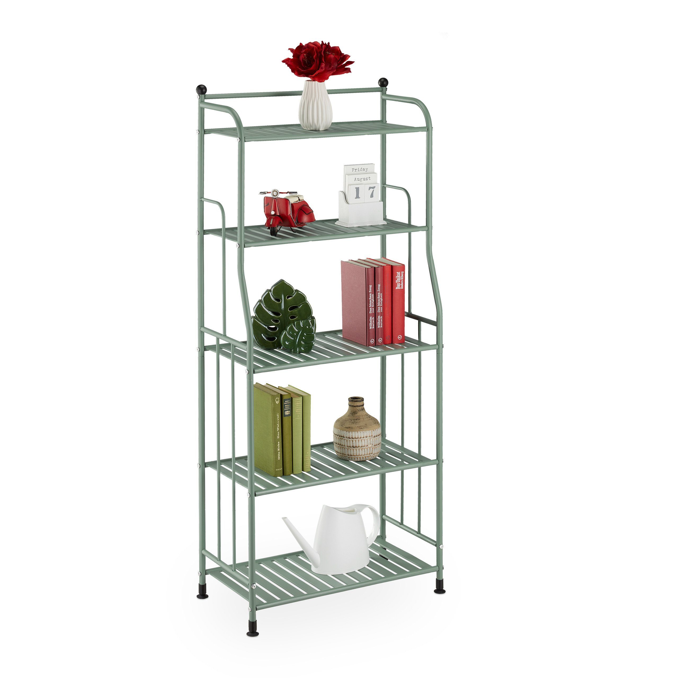 relaxdays Standregal mit 5 Ablage, Grün günstig online kaufen
