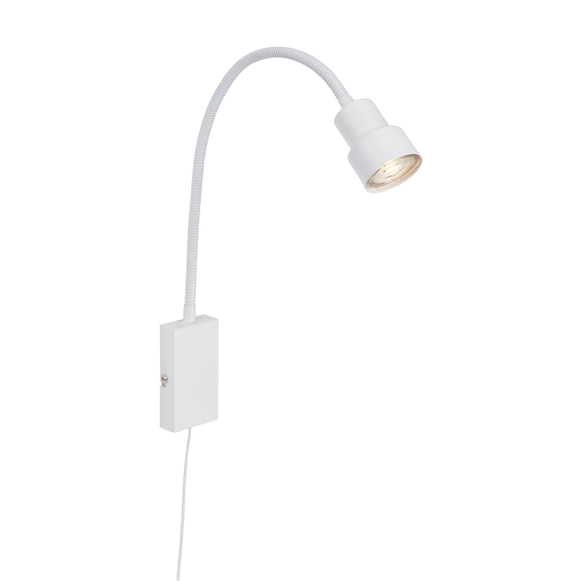 Briloner 2085-016, Wandleuchte LED weiß, Warmweiß, 1xLED/GU10 inkl. LED inkl. Leuchten wechselbar, Touchfunktion, flexibler Arm,