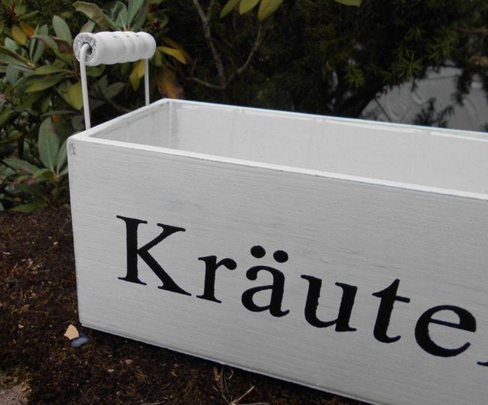 Deko-Impression Kräutertopf Kräuterkiste Kräutergarten Blumentopf Pflanzkiste Holz weiss 39 cm (1 St)