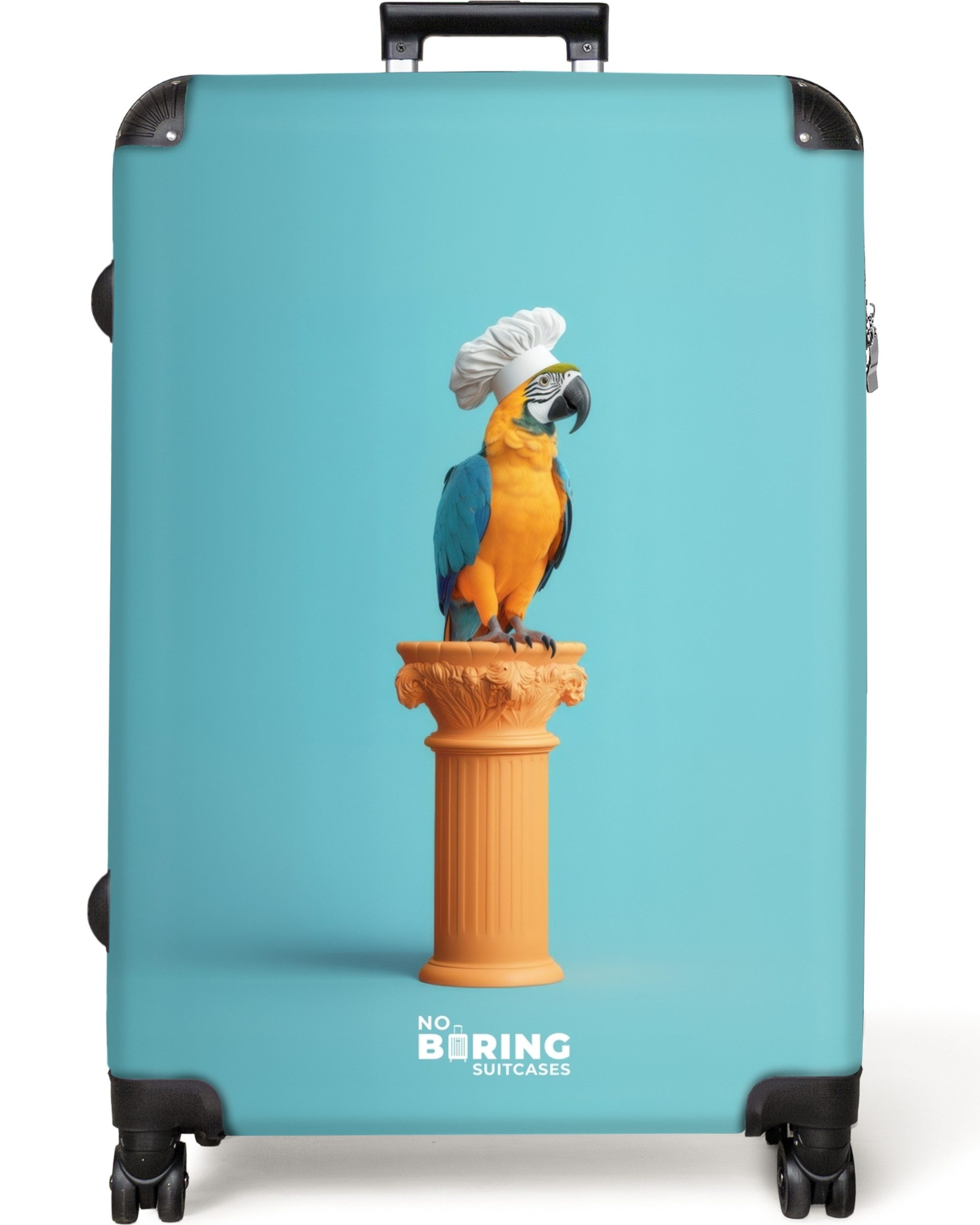 NoBoringSuitcases.com© Hartschalen-Trolley Papagei mit Kochmütze auf günstig online kaufen