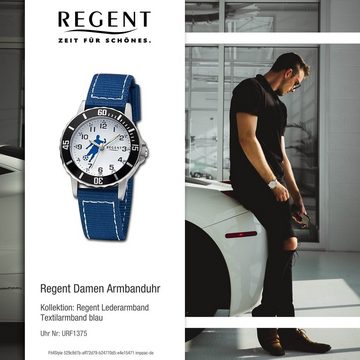 Regent Quarzuhr Regent Damen Armbanduhr Analog, Damen Armbanduhr rund, extra groß (ca. 32mm), Textilarmband