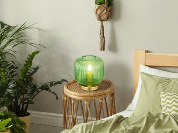 meineWunschleuchte LED Tischleuchte, LED wechselbar, warmweiß, kleine ausgefallen-e Designer Glas Lampe für Fensterbank, Grün H: 21cm