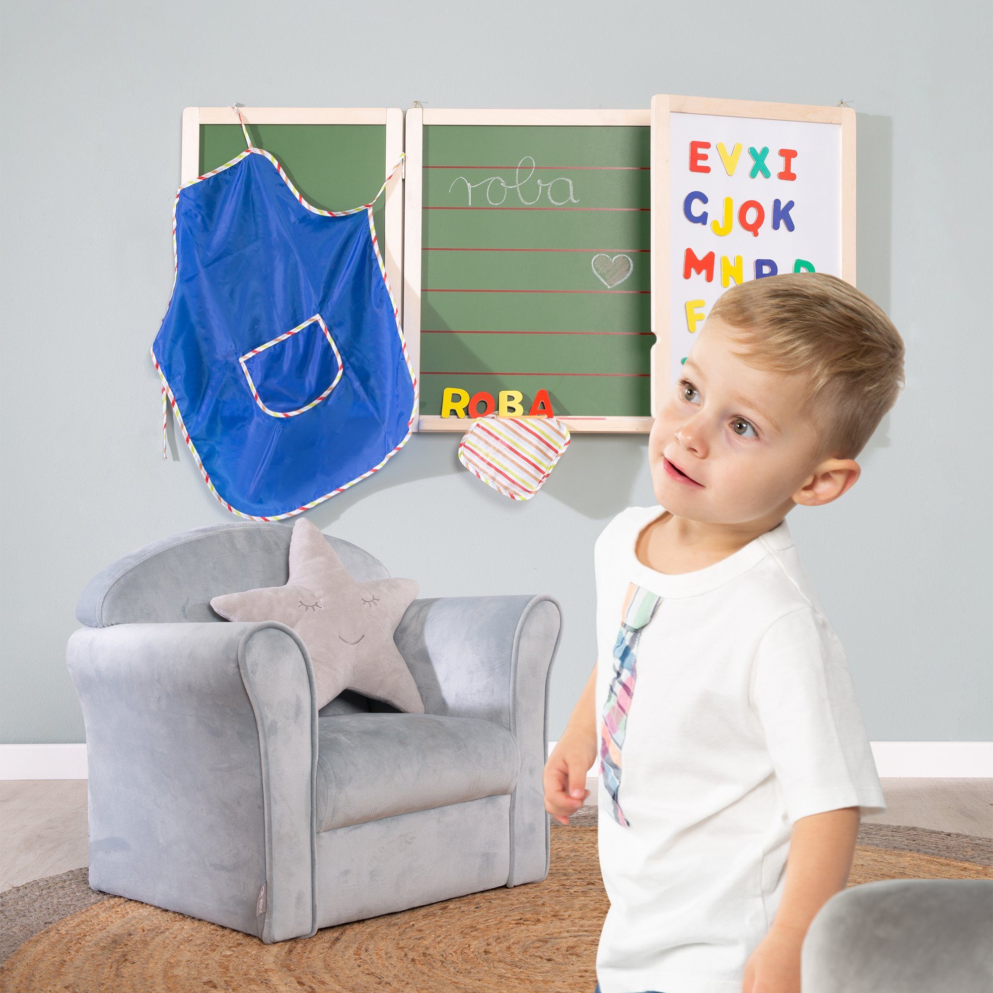 roba® Wandtafel Hängetafel klappbar, (5-tlg., inkl. Schürze, Wischlappen, K günstig online kaufen