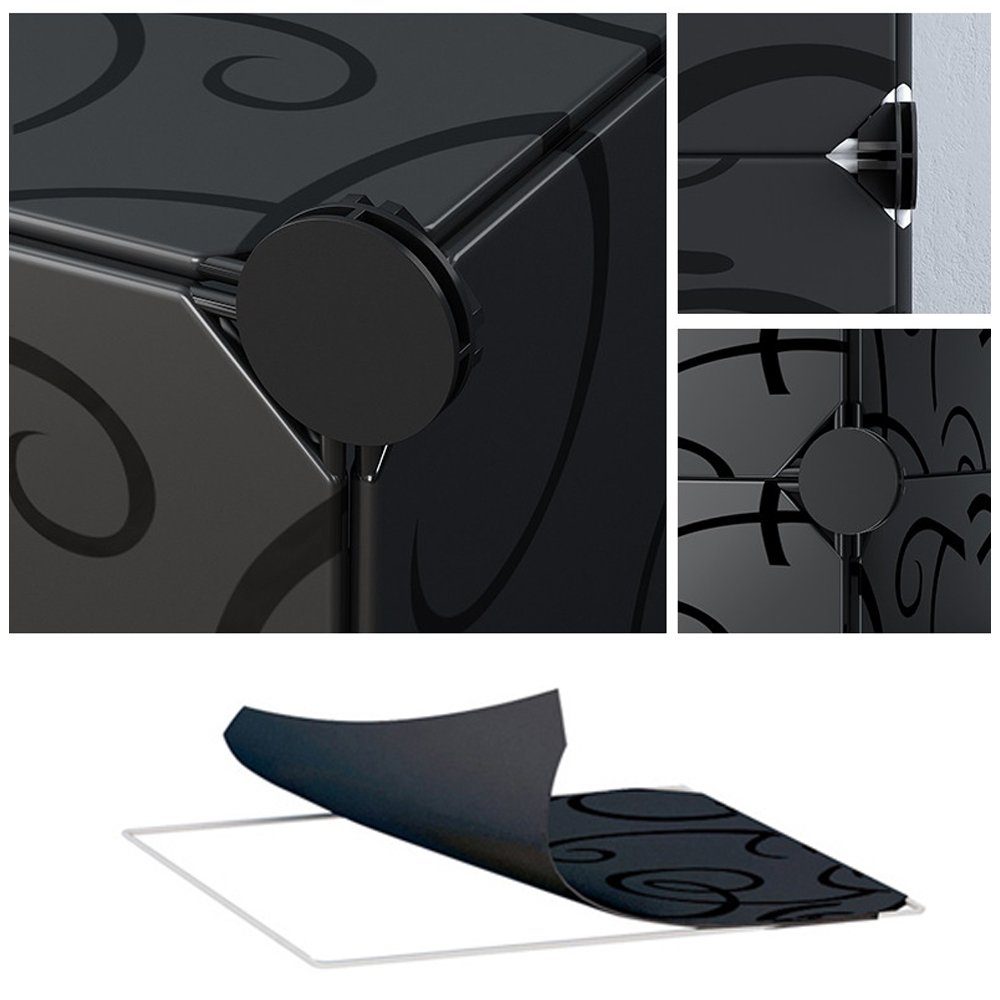 DIY Schwarz Kleiderschrank Aufbewahrungsschrank Clanmacy Türen mit Kleiderschrank Multifunktionsregal Schrank