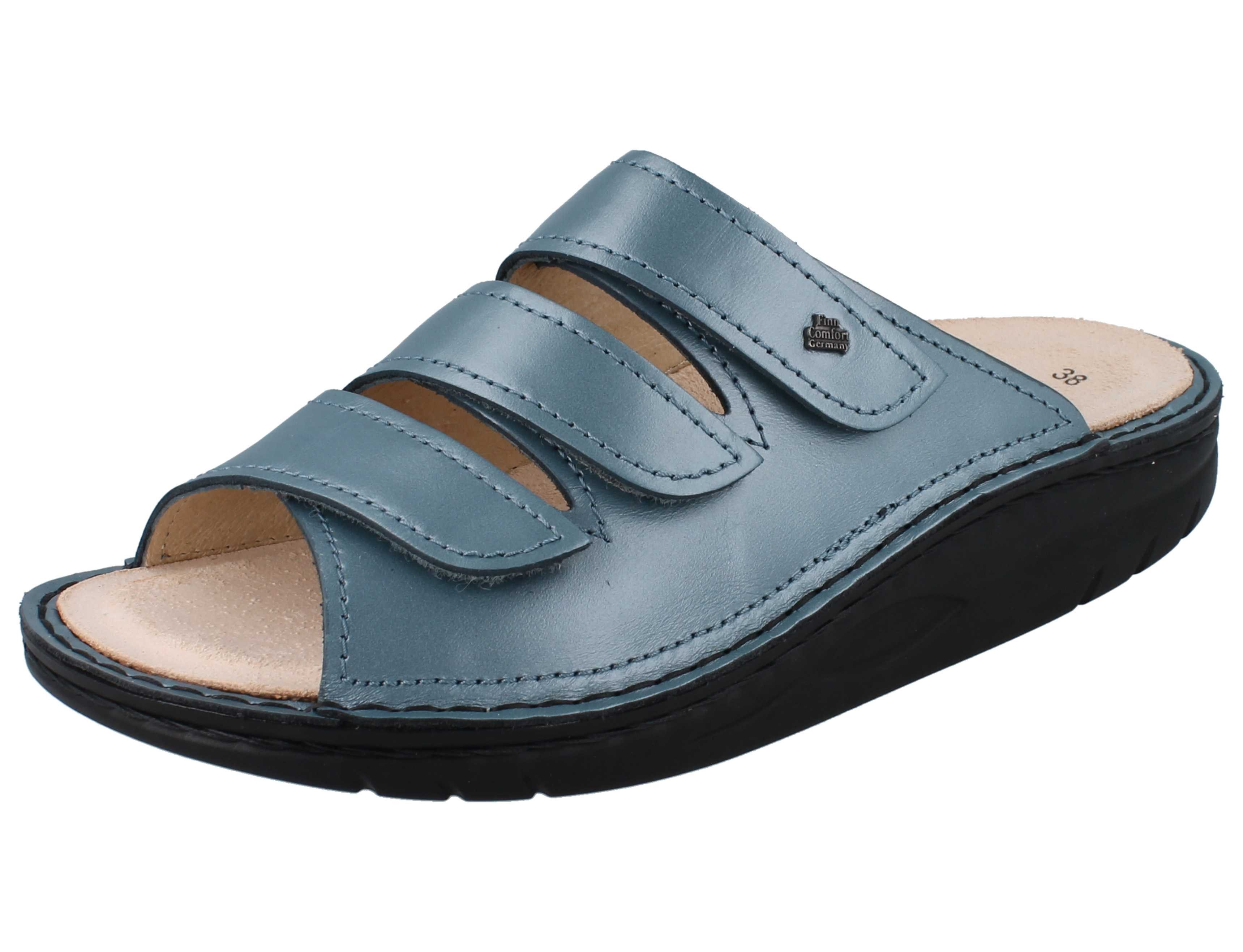 Finn Comfort FINN COMFORT FINNAMIC Andros Damen Pantolette metallic blau Pantolette Wechselfußbett