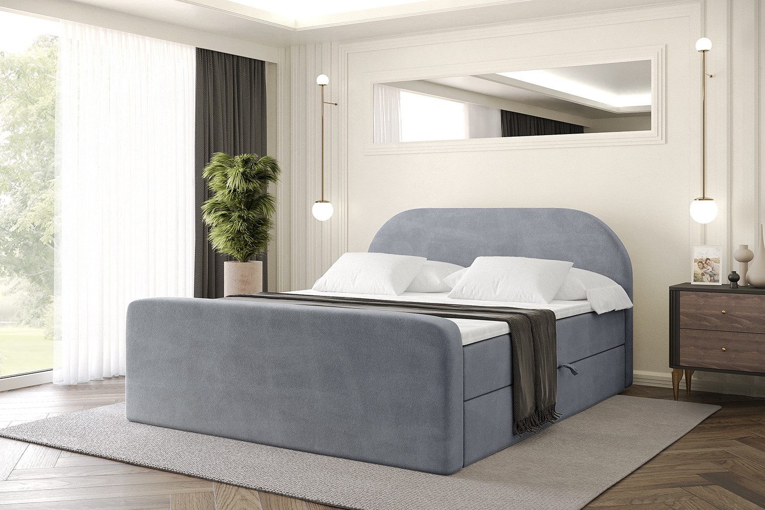 ALTDECOR Boxbett NOX-Z (Multipocket-Matratze H4, H3 Matratze Bonellfederung, Topper, Kopfteil), Doppelbett mit Fußteil