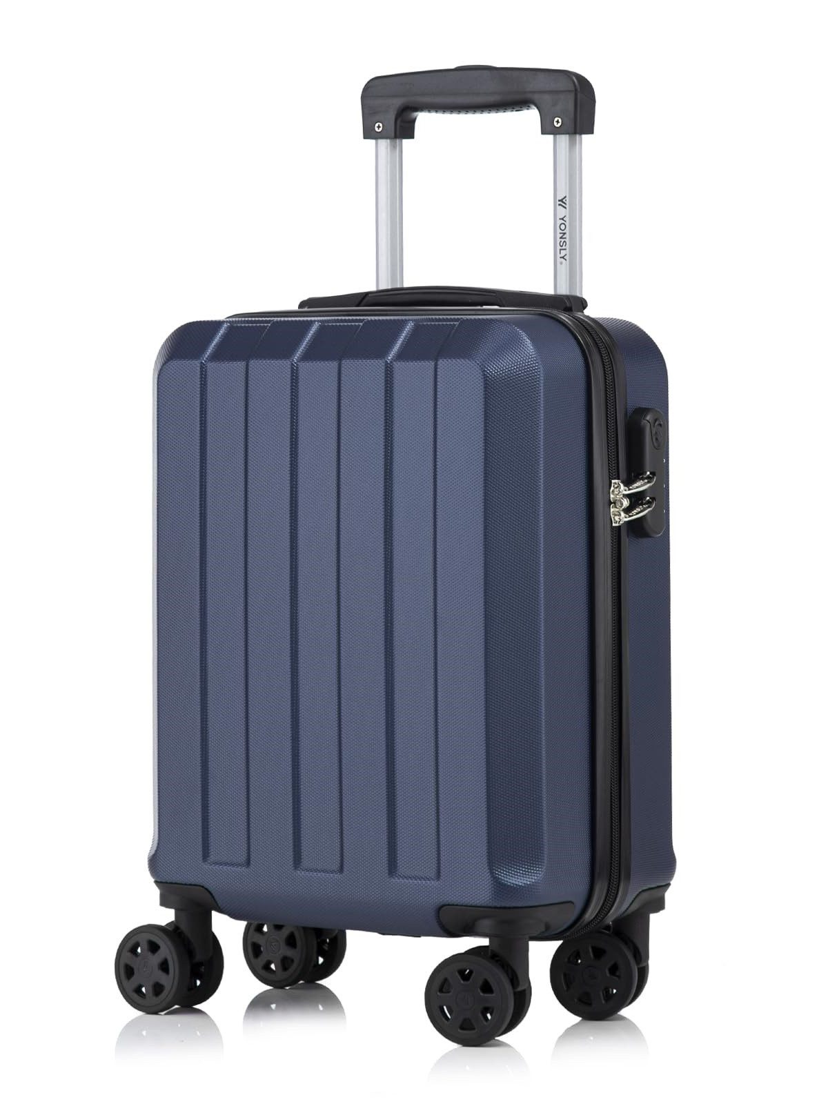 YONSLY Koffer Reisekoffer Trolley Rollkoffer Hartschalenkoffer Größenwahl aus ABS, 4 Rollen, Zahlenschloss 360°-Doppelrollen weicher Gummigriff Aluminium-Elemente