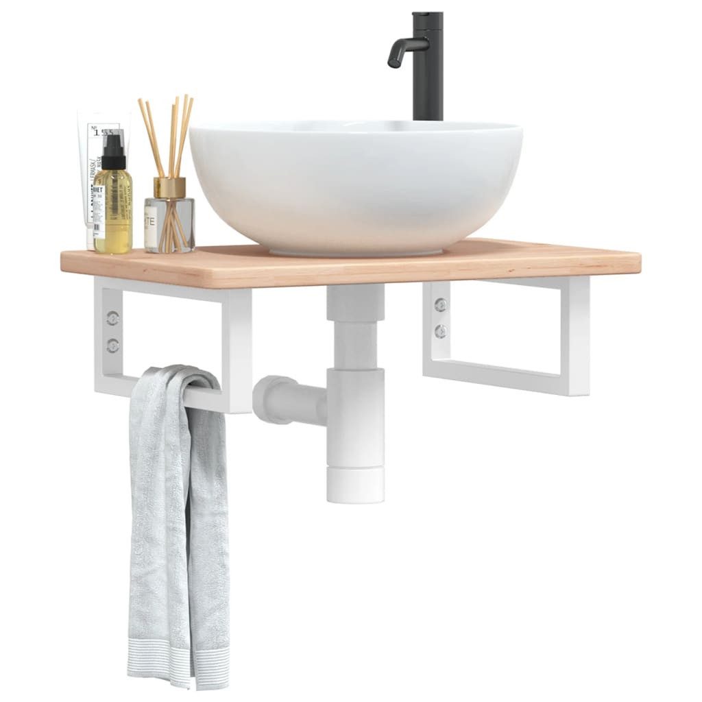 vidaXL Badezimmerspiegelschrank Waschtischplatte mit Halterung Stahl und Massivholz Eiche (1-St)
