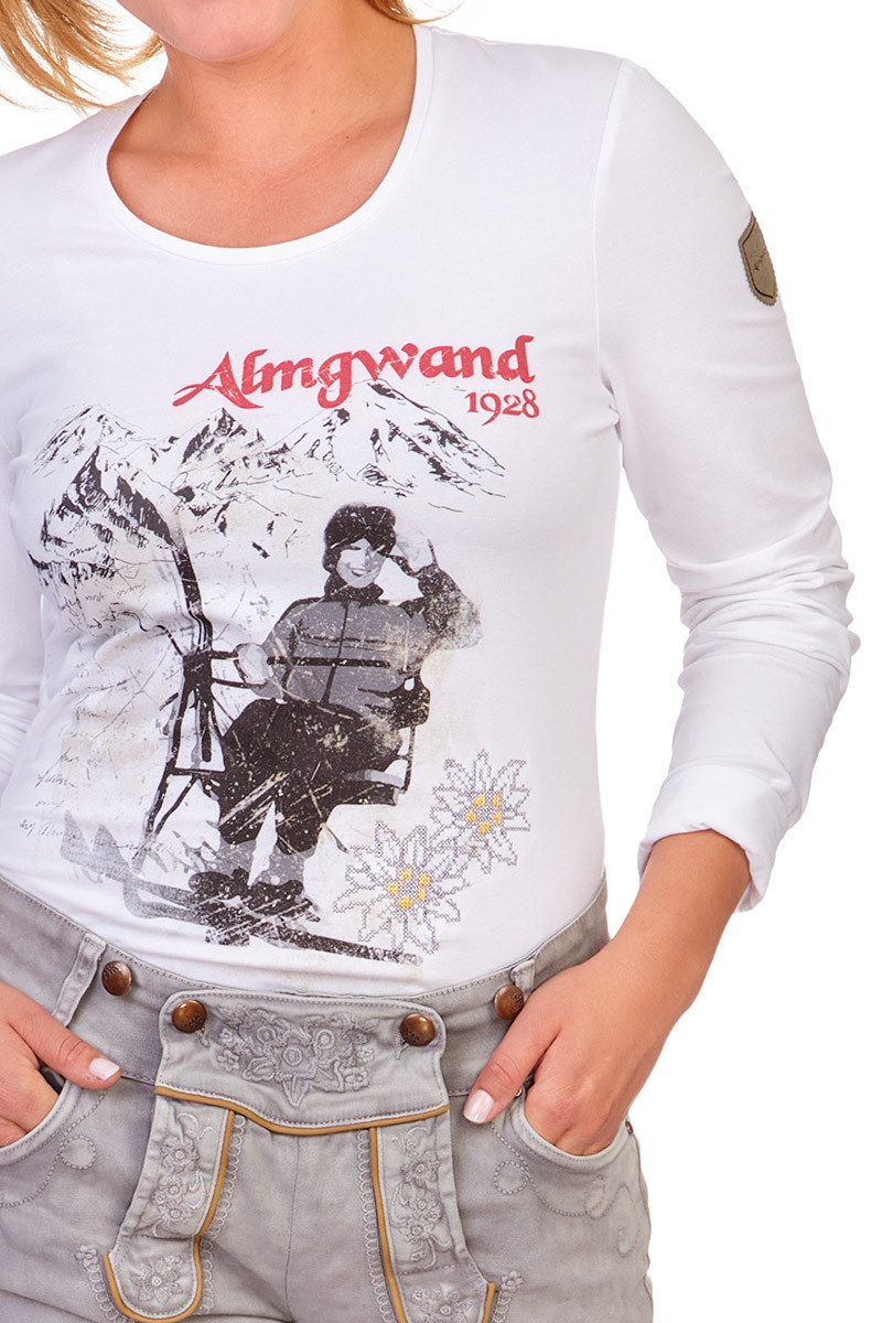 Almgwand Trachtenshirt Longsleeve Damen - GFÖLLERALM - weiß günstig online kaufen