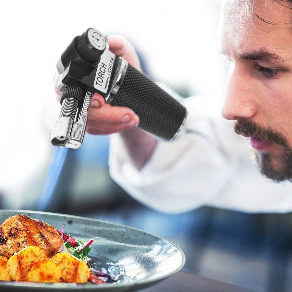 Orion Group Flambierbrenner mit rutschfestem Griff und Flammenregulierung, rutschfester Griff, Sperrknopf, 13 cm – Bild 4 von 5