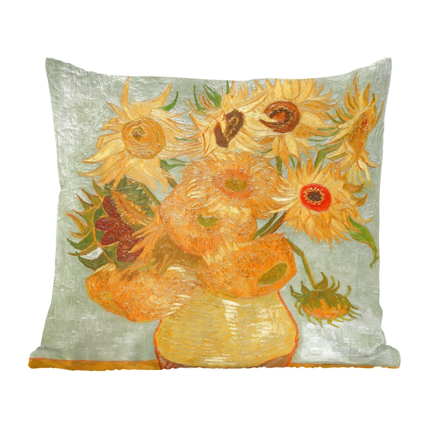 Beliebter Klassiker MuchoWow Dekokissen Sonnenblumen Zierkissen Gemälde Schlafzimmer, mit Gogh, Deko, für Füllung Sofakissen von van Wohzimmer, Vincent 