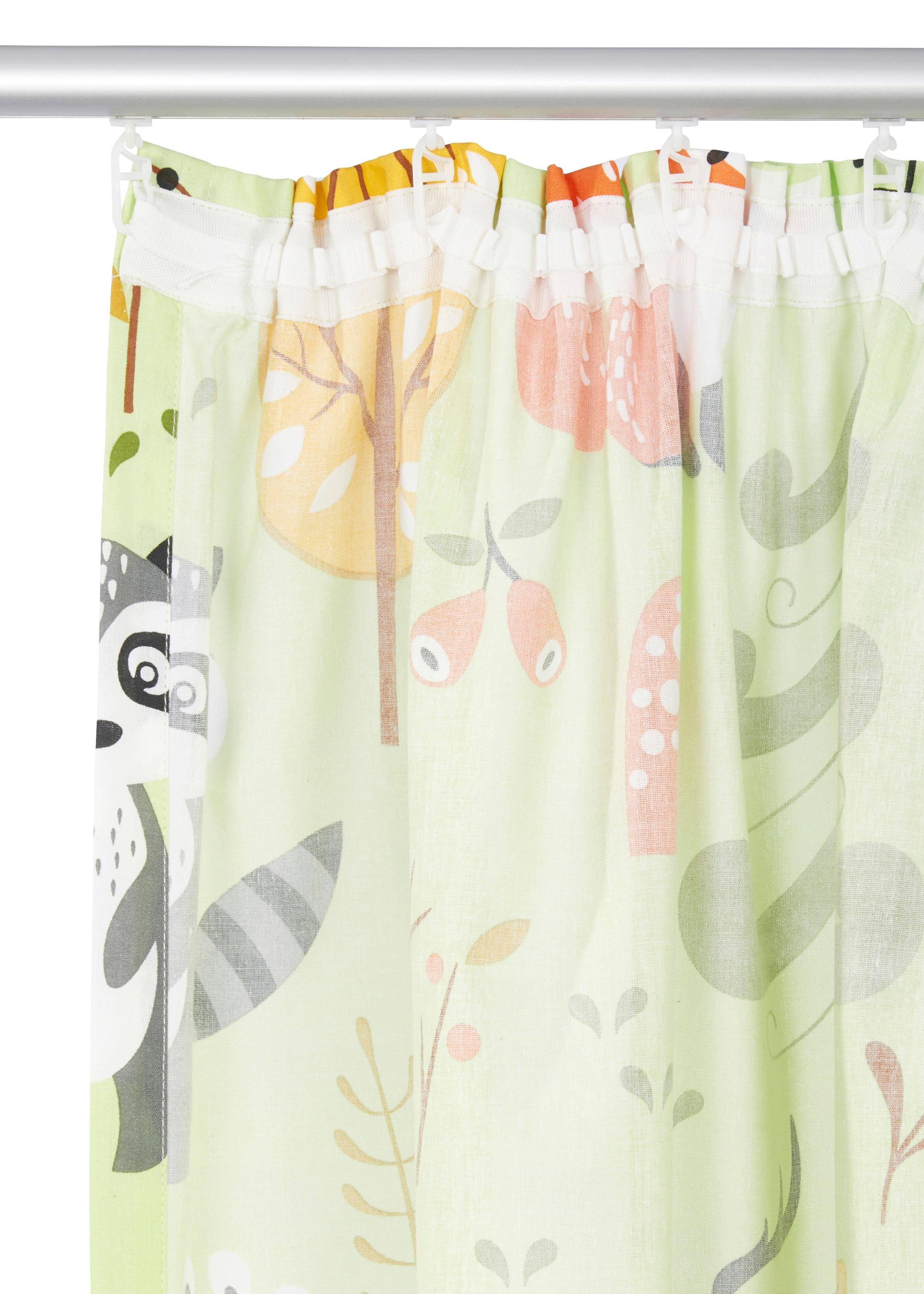 OTTO home Gardine Waldtiere (1 St), Kräuselband, halbtransparent, Kindergardine, einseitig bedruckt, halbtransparent