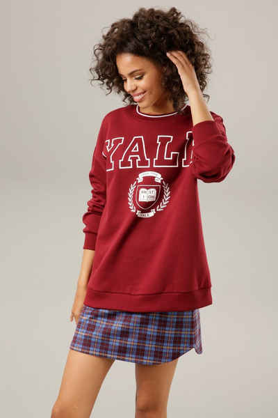 Aniston CASUAL Sweatshirt mit "YALE"-Schriftzug und Druck im Vorderteil