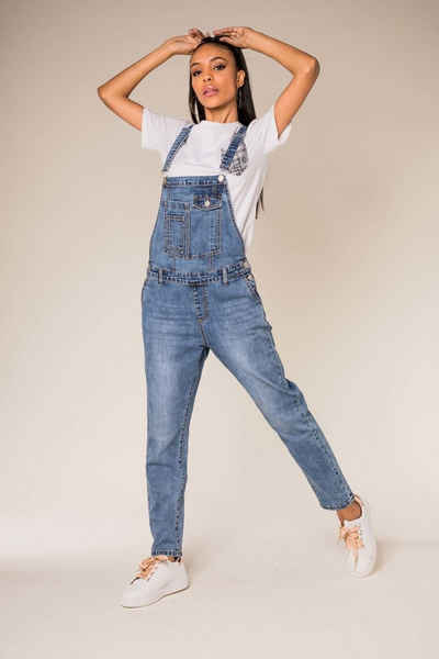 Nina Carter Latzjeans »3575« (1-tlg) Damen Boyfriend Latz Jeans Denim Stretch Overall Latzhose