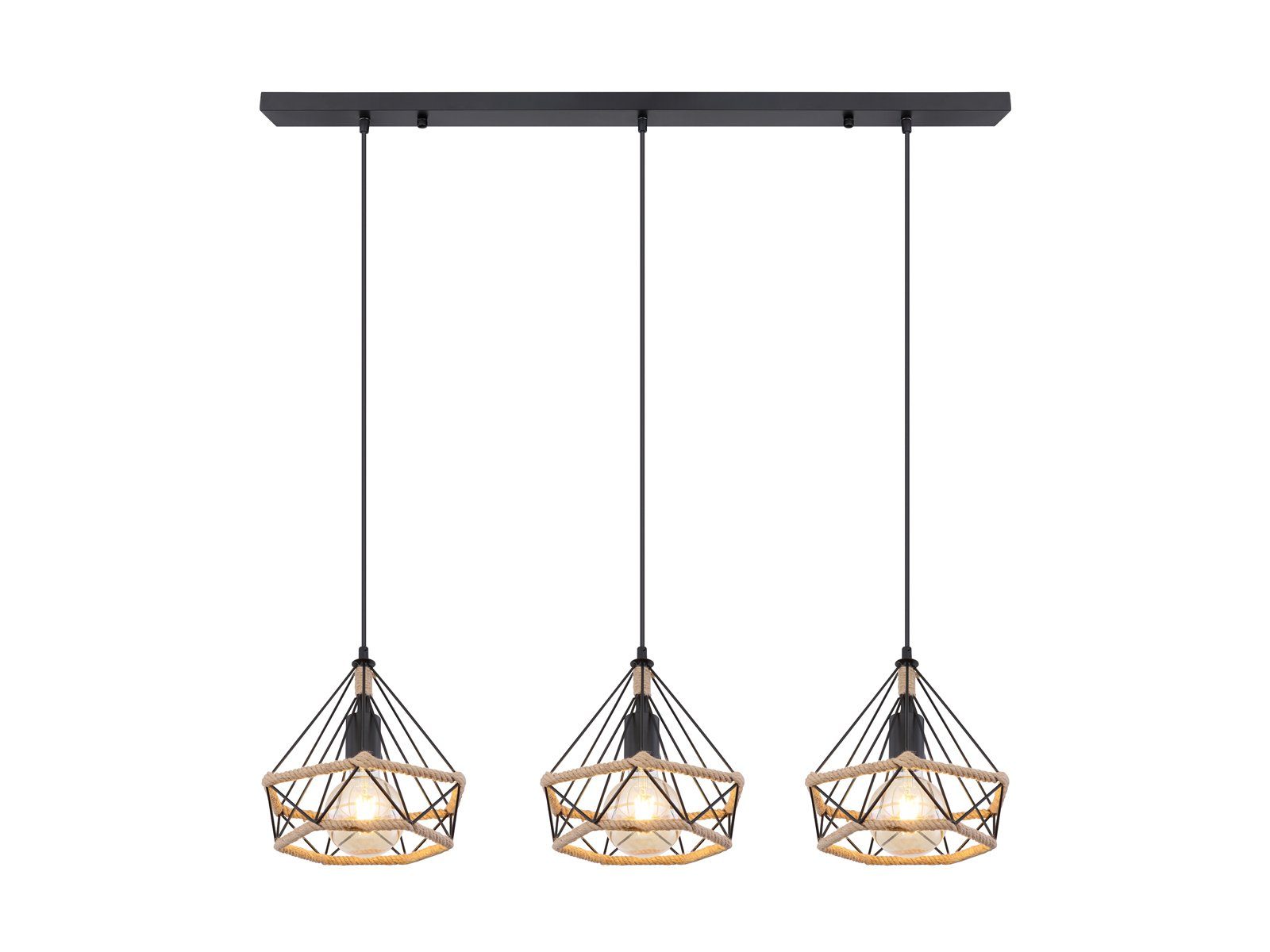 GLOBO LIGHTING LED Pendelleuchte, Dimmfunktion, LED wechselbar, Warmweiß, Лампыschirm Draht Industrie-design über Esstisch Kücheninsel B: 100cm
