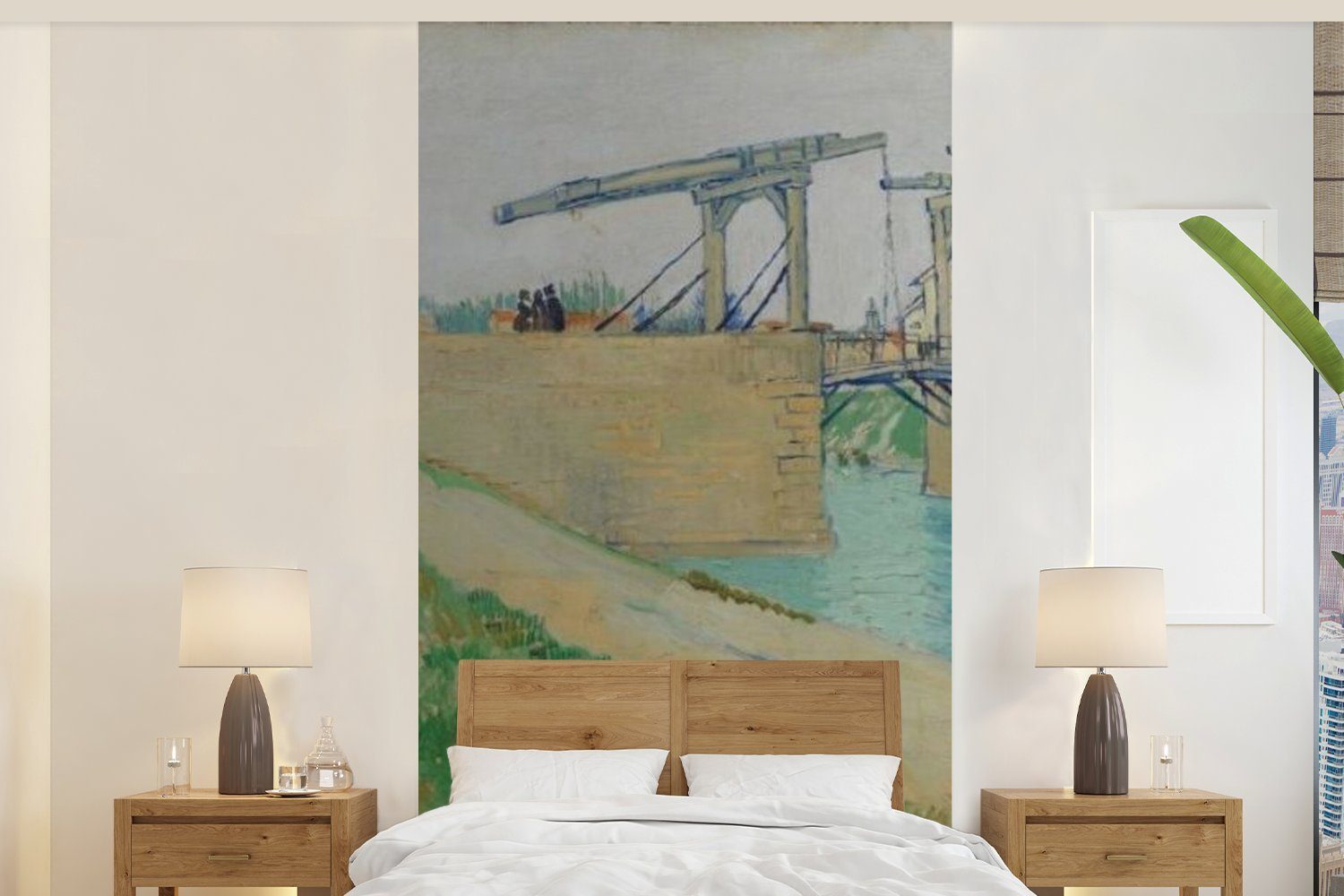 MuchoWow Fototapete Die Brücke von Langlois - Vincent van Gogh, Matt, bedruckt, (2 St), Vliestapete für Wohnzimmer Schlafzimmer Küche, Fototapete