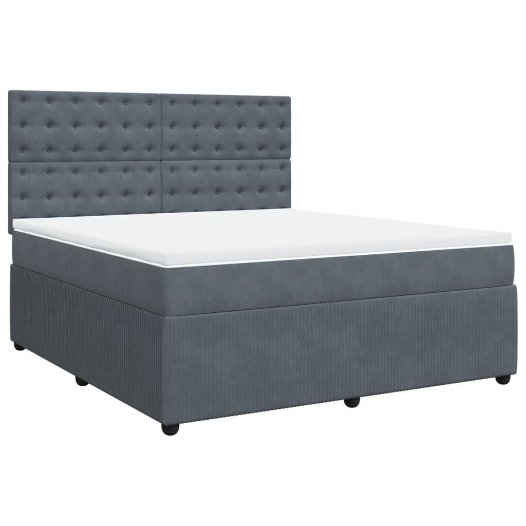 Bett Boxspringbett mit Matratze Dunkelgrau 180x200 cm Samt