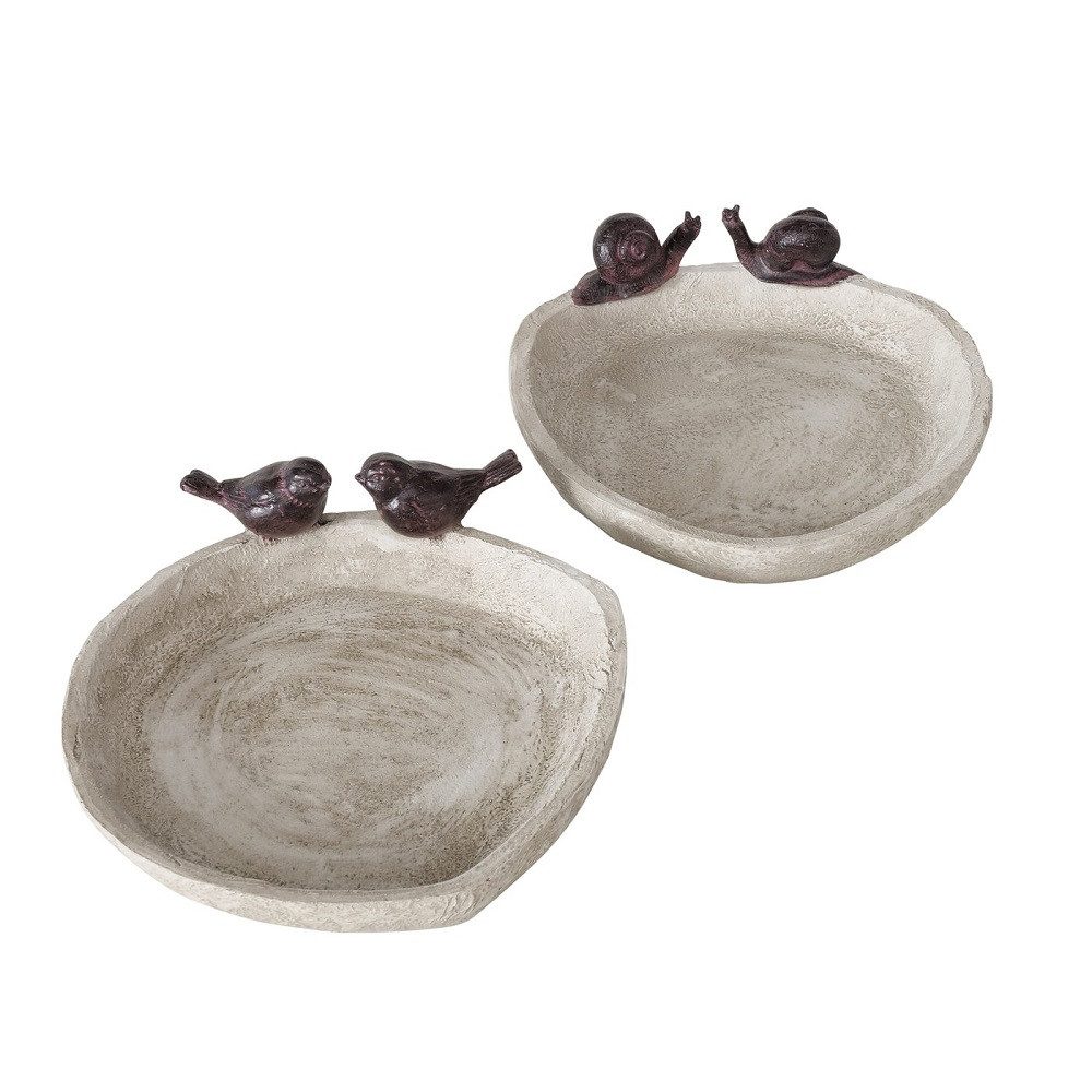 BOLTZE GRUPPE Vogeltränke Vogeltränke Vogelbad Lubin Kunstharz H.6 cm matt braun 2er Set