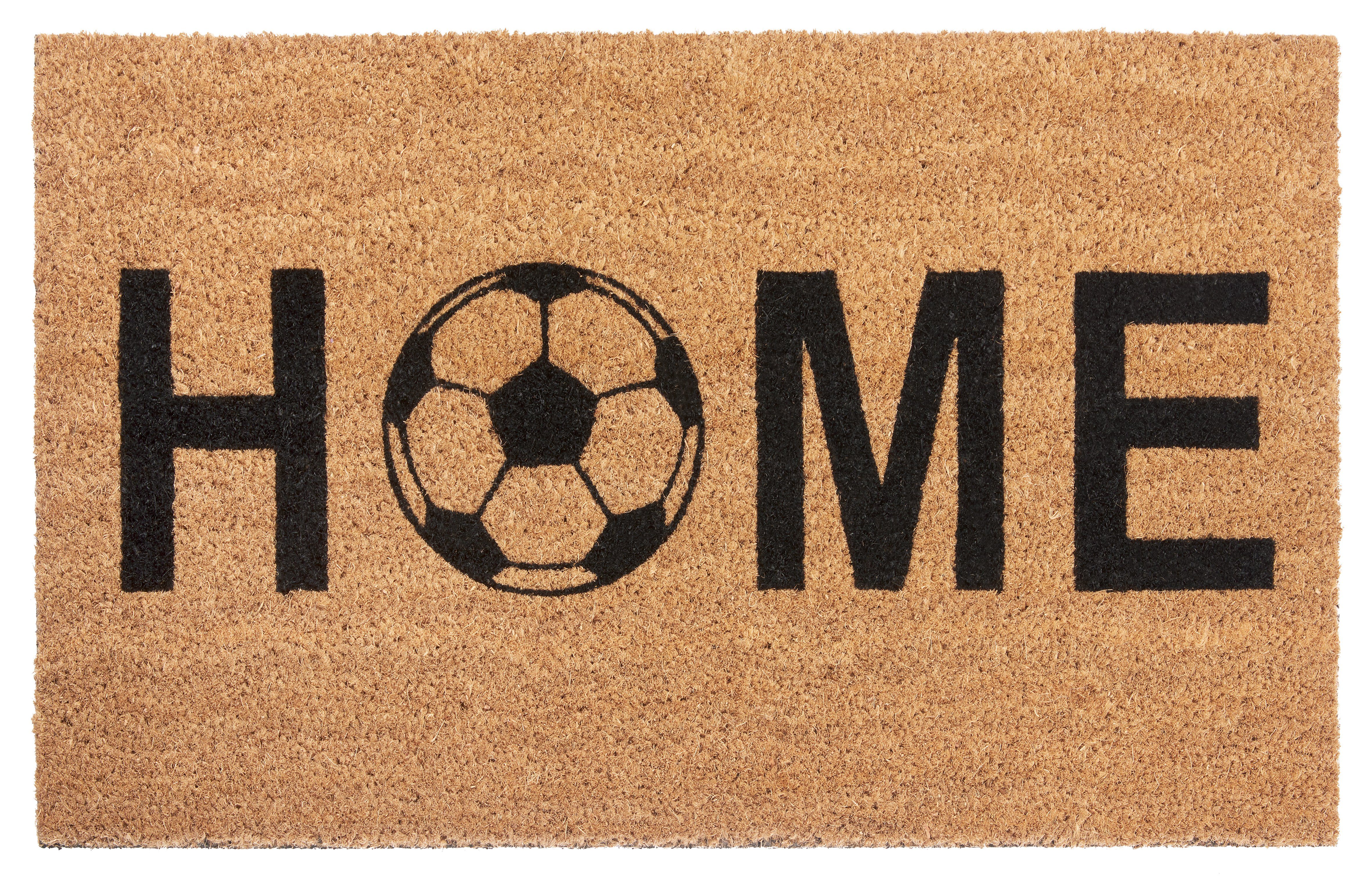 Fußmatte Kokos Home Soccer, HANSE Home, rechteckig, Höhe: 15 mm, Kokos, Schmutzfangmatte, Outdoor, Rutschfest, Innen, Kokosmatte, Flur