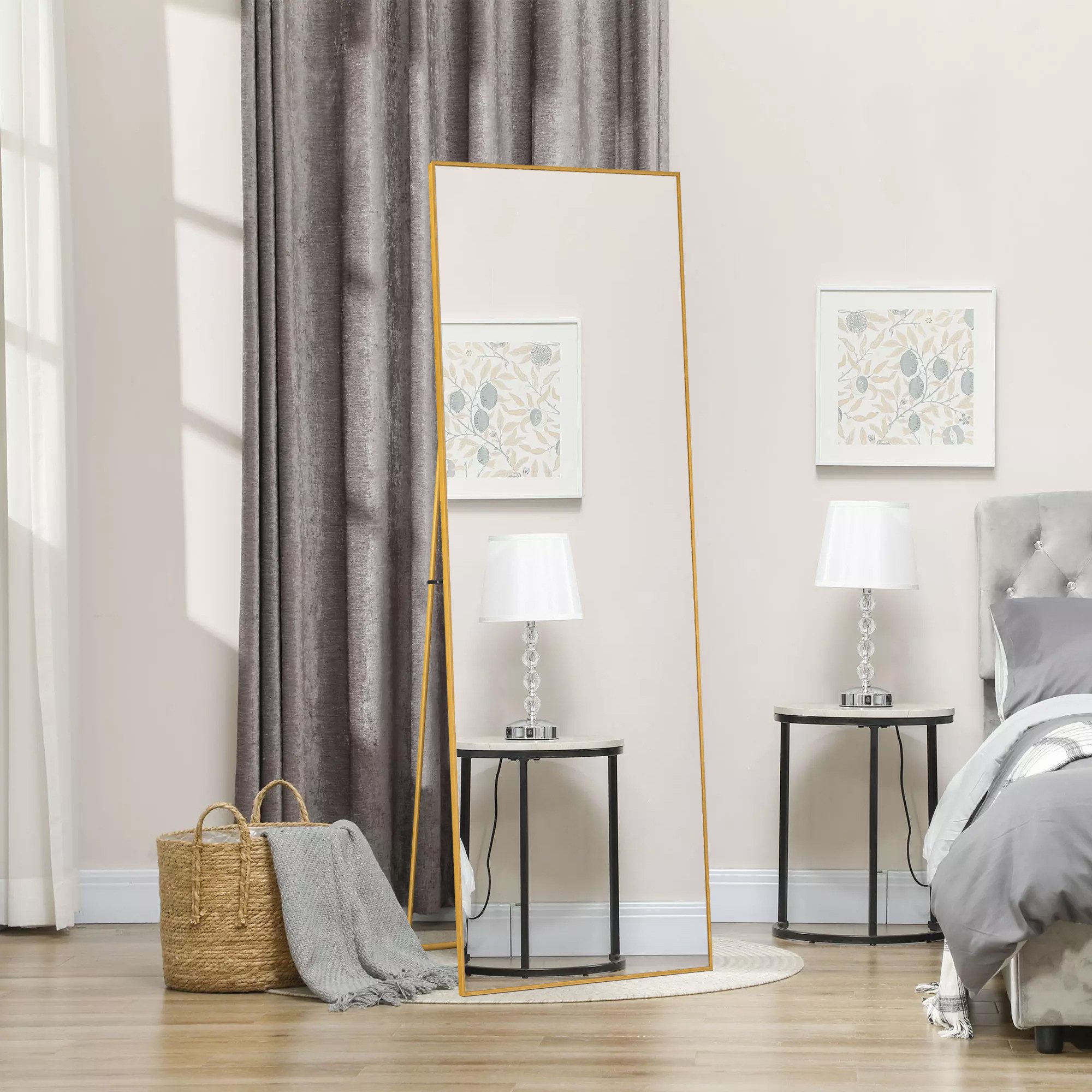 zebery Ganzkörperspiegel Großer Standspiegel mit Metallrahmen und verstärktem Glas (Set, 1-St., HD-Spiegelung), Gold