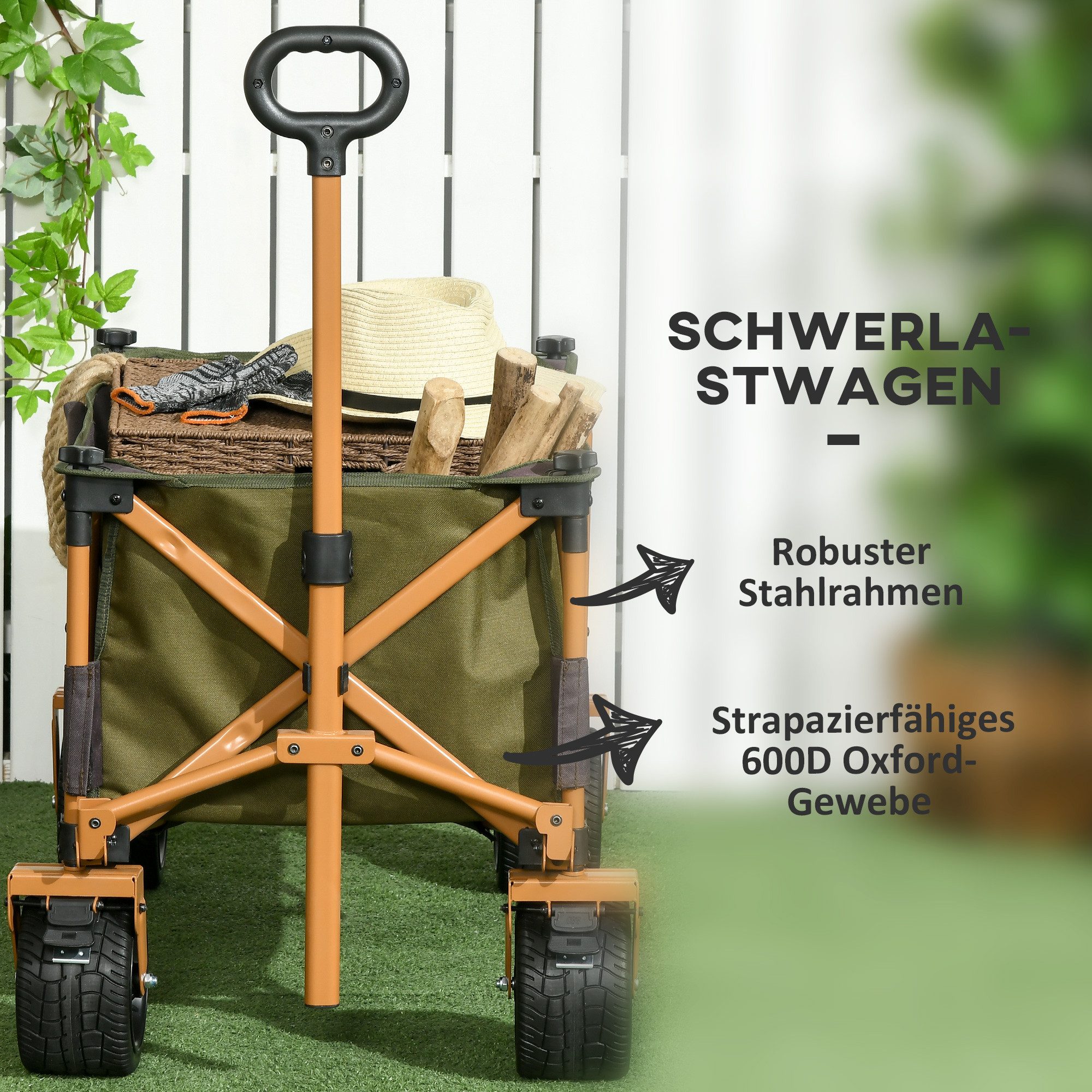Thumbnail - MC Star Bollerwagen Faltbarer Transportwagen mit Griff, Strandwagen, Gartenwagen (Gartenwagen mit Klapptafel, bis 120 kg...
