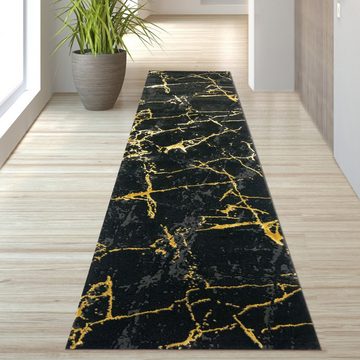 Teppich Teppich Design Wohnzimmerteppich Marmor Optik in schwarz gold, TeppichHome24, rechteckig
