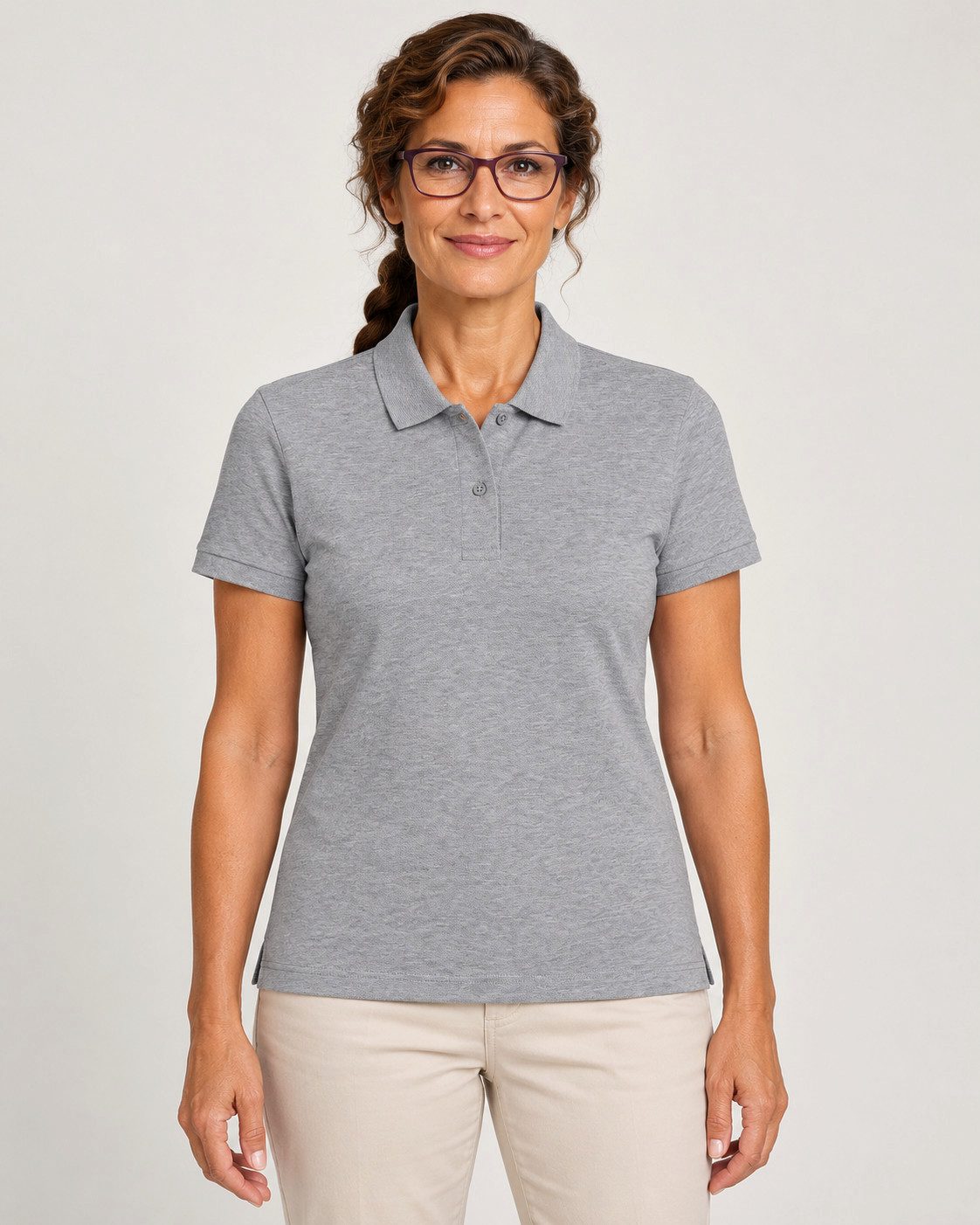 Sitztgut Poloshirt Damen-Poloshirt aus Baumwollpiqué mit Zweiknopfleiste (1-tlg)