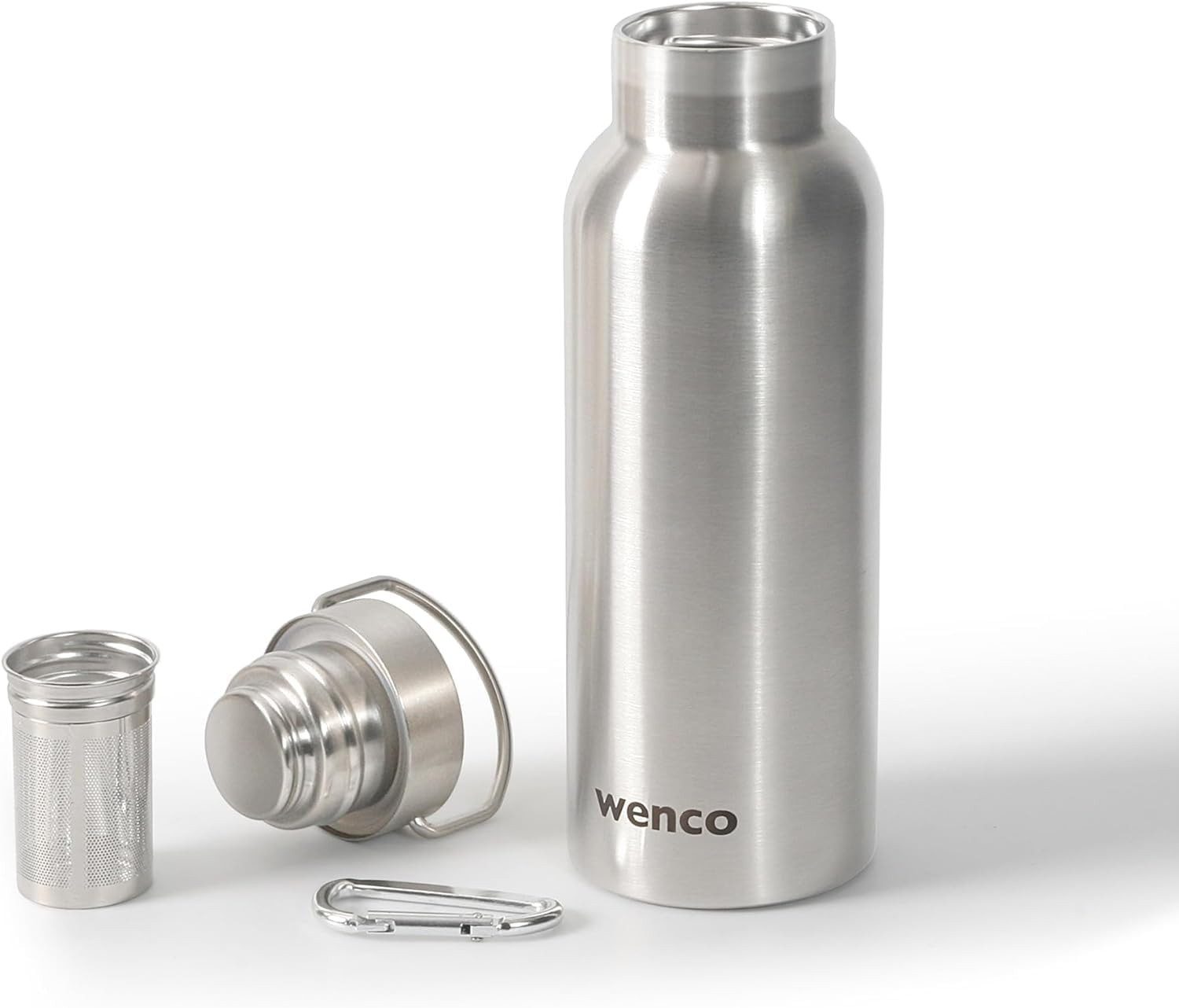 Wenco Isolierflasche Trinkflasche 0,5l / 500ml Edelstahl, Silber, stundenlange Isolation von Warm & Kaltgetränken, BPA-frei