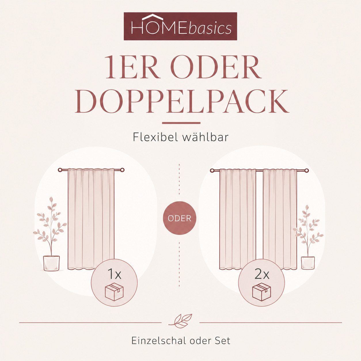 HOME WOHNIDEEN Vorhang 080530 Kombiband Fertigschal SOFTY halbtransparent (1 St), halbtransparent, 100% Polyester – Bild 4 von 5