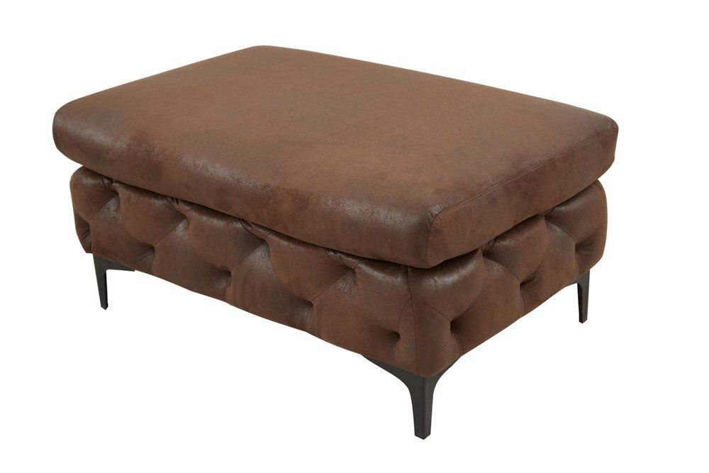 riess-ambiente Fußhocker MODERN BAROCK 92cm antik braun / schwarz · Fußhocker mit Ziersteppung (Einzelartikel, 1 St), Wohnzimmer-Hocker aus Microfaser im Retro-Design · mit Federkern