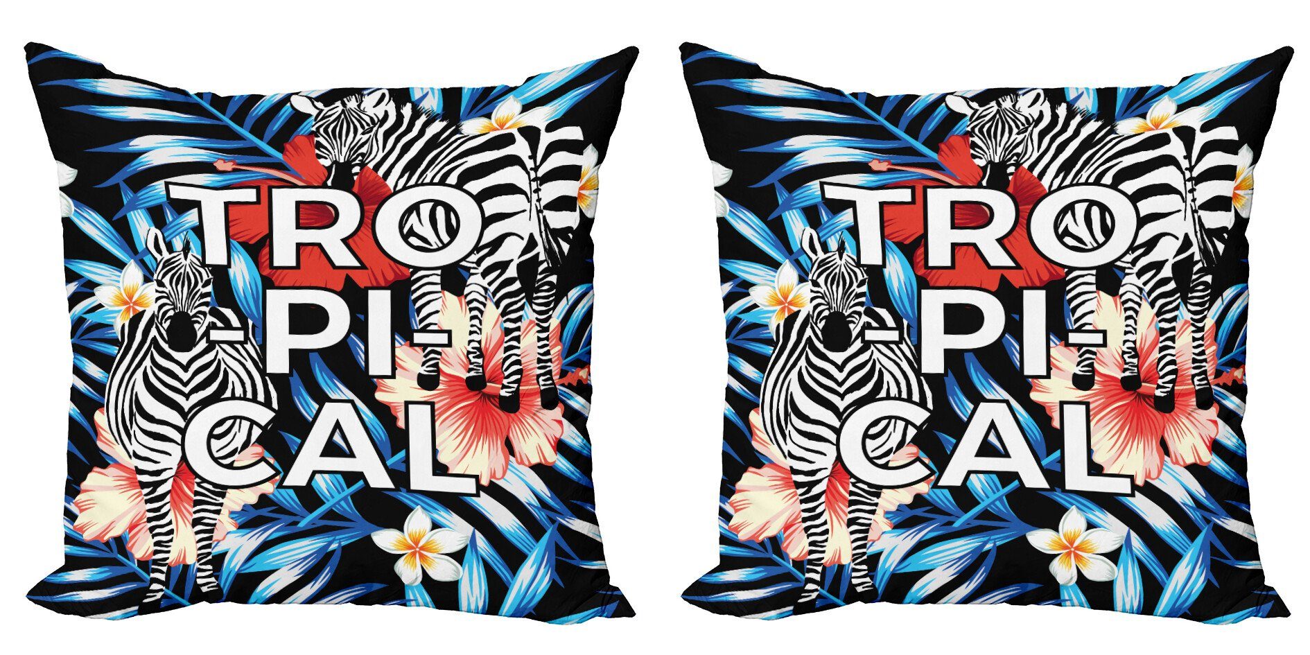 Blooms Abakuhaus Tropisch (2 Modern Stück), Digitaldruck, Kunst Zebra Hibiscus Accent Doppelseitiger Kissenbezüge