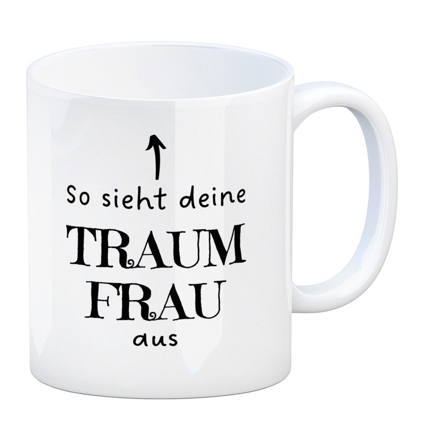 Tasse Traumfrau Kaffeebecher mit Spruch: So sieht deine Traumfrau aus