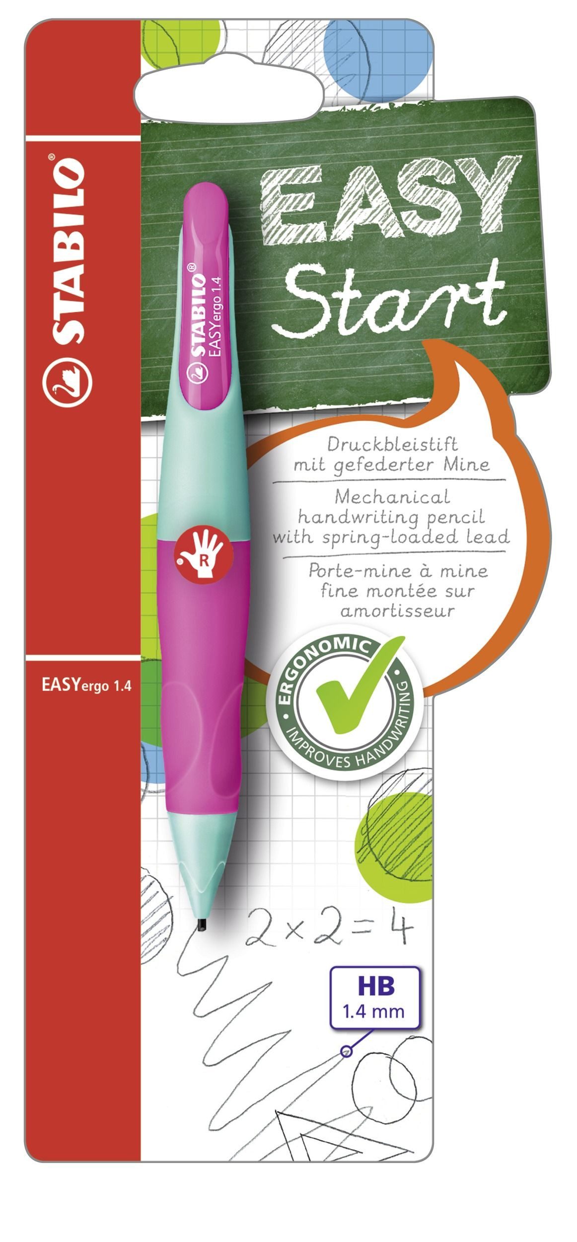 STABILO Druckbleistift Ergonomischer Druckbleistift EASYergo 1.4 türkis/neonpink R